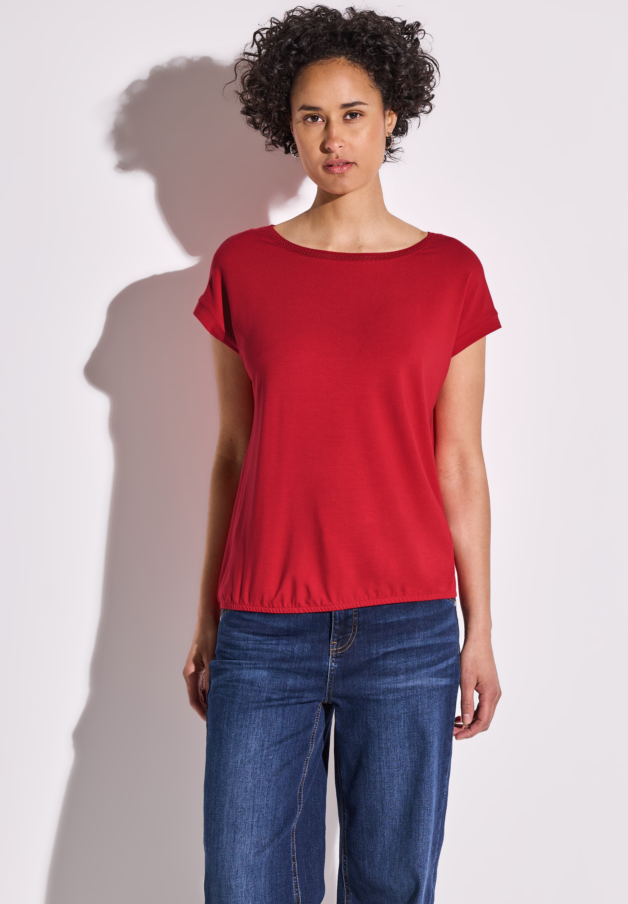 STREET ONE T-Shirt, mit Dekortape und elastischem Saum