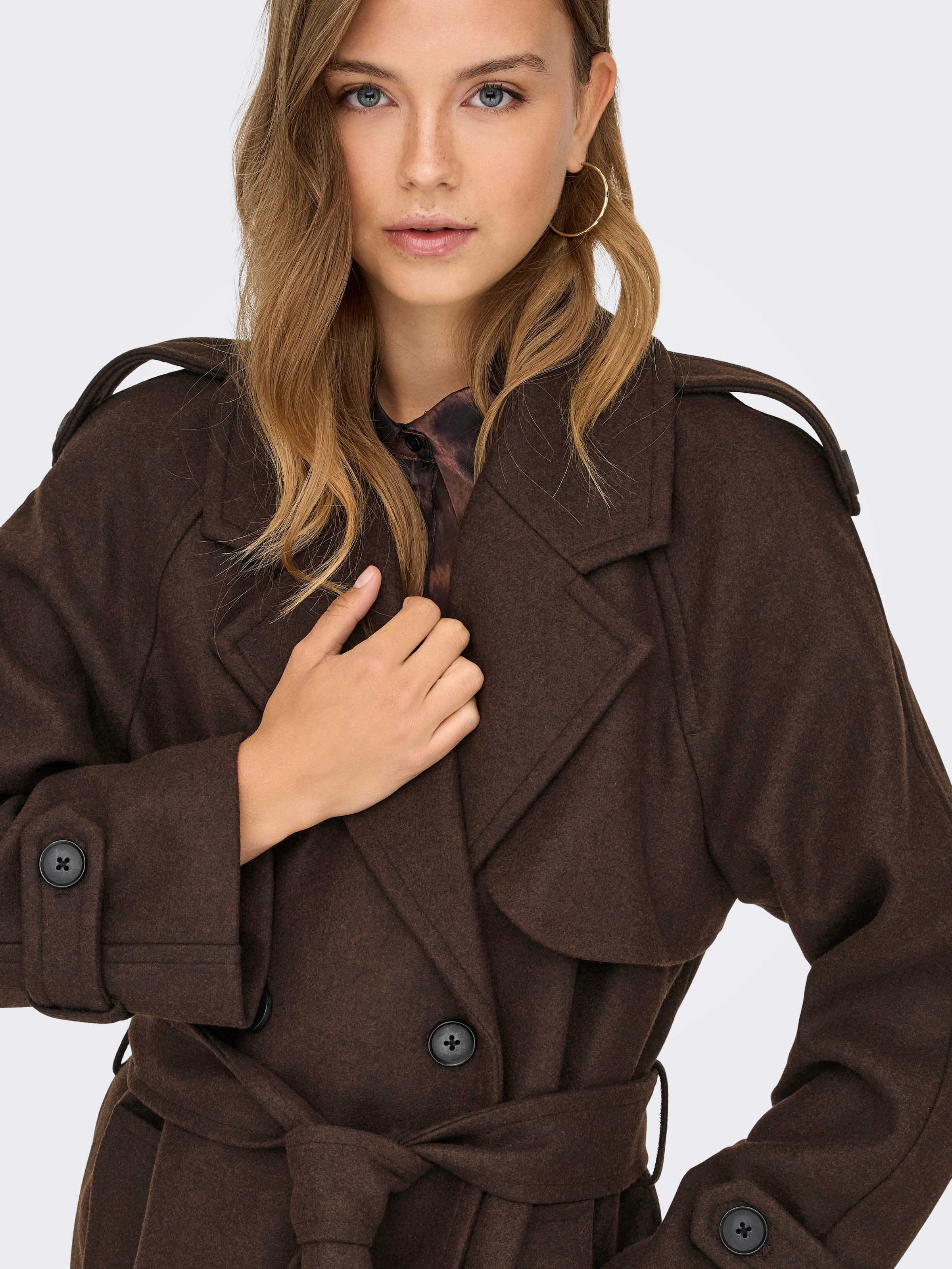 ONLY Manteau long »ONLDEAR-TRILLION LONG BELT COAT PNT NOOS« Kunstfaser