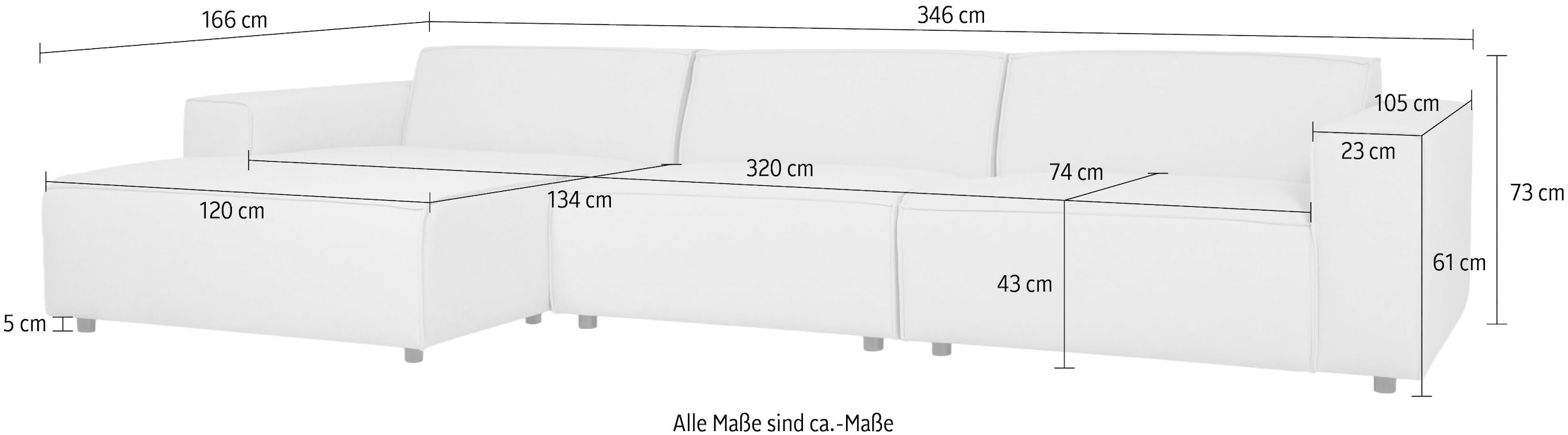 GOODproduct Canapé d'angle »Jorrena, extra weicher Chenille-Stoff« Forme en L, 3 niveaux de confort, largeur 346 cm, avec suspension à ressorts ondulés