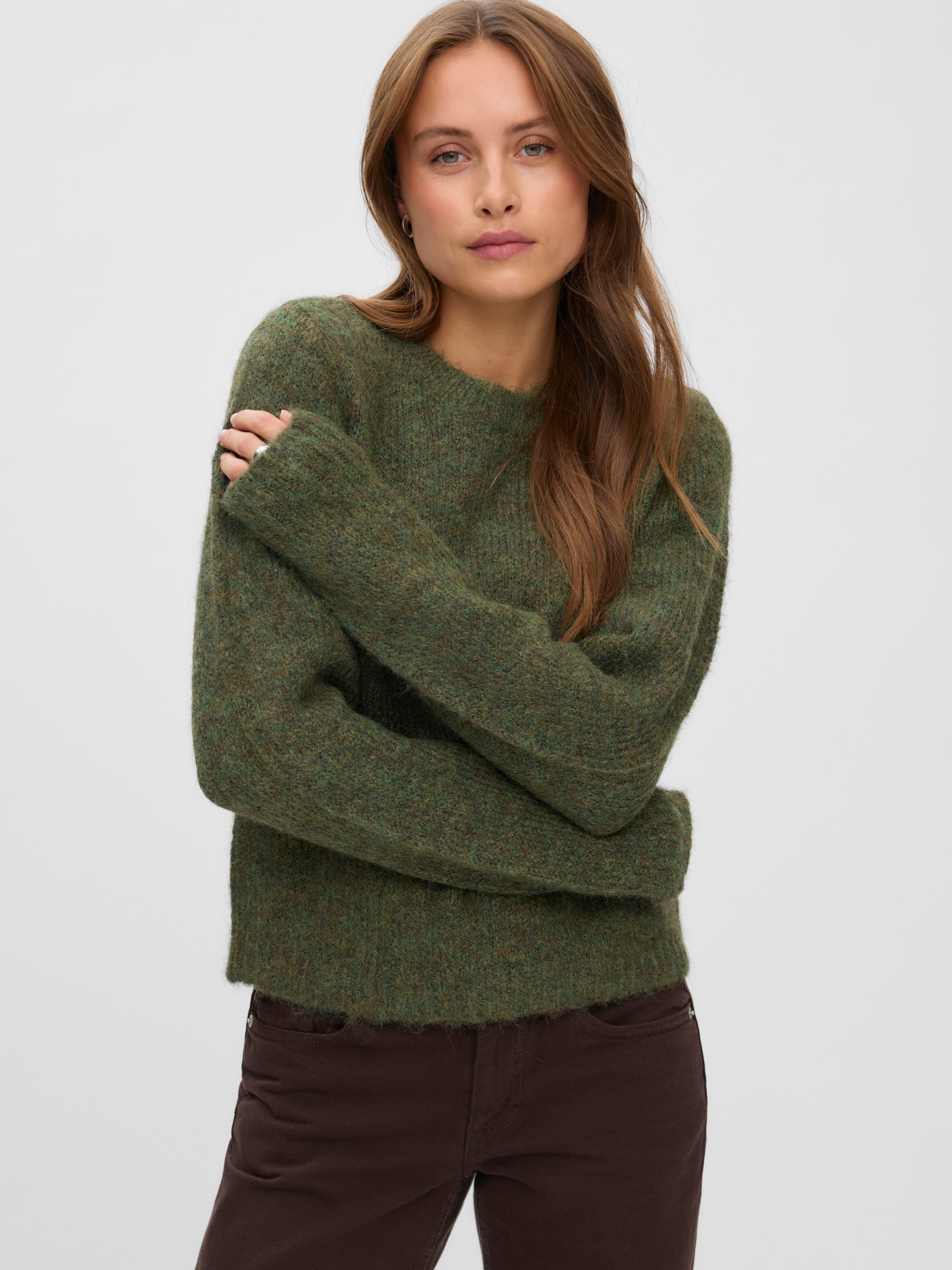 Image of Vero Moda Strickpullover "VMNOVAH LS O-NECK PULLOVER GA NOOS" Materialmix, regular fit