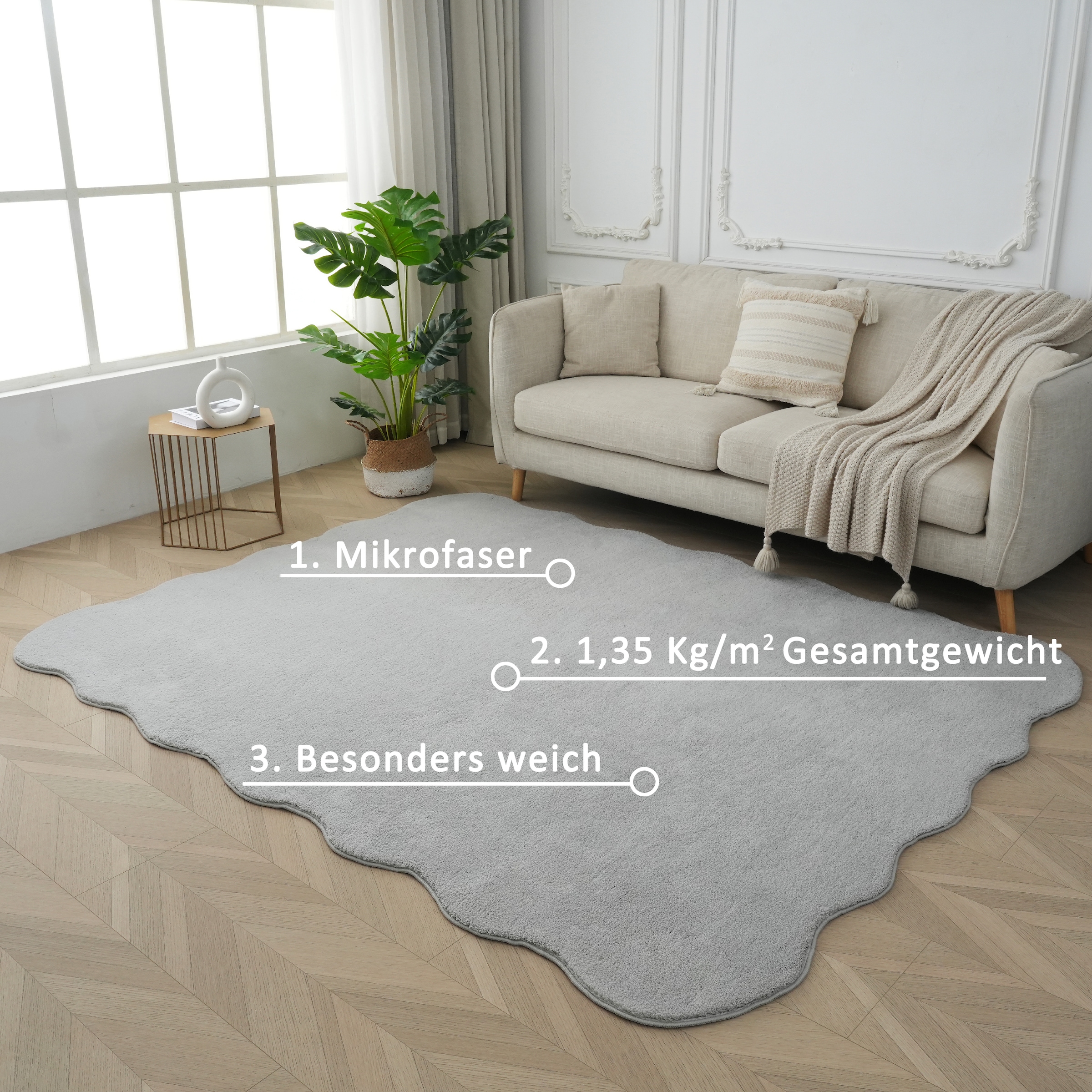 GOODproduct Teppich »Cali Welle, Wellenform, modern, Premium-Qualität« wellenförmig 16 mm Höhe Uni-Farben, kuschelig, & weich, waschbar, Felloptik, Wohnzimmer