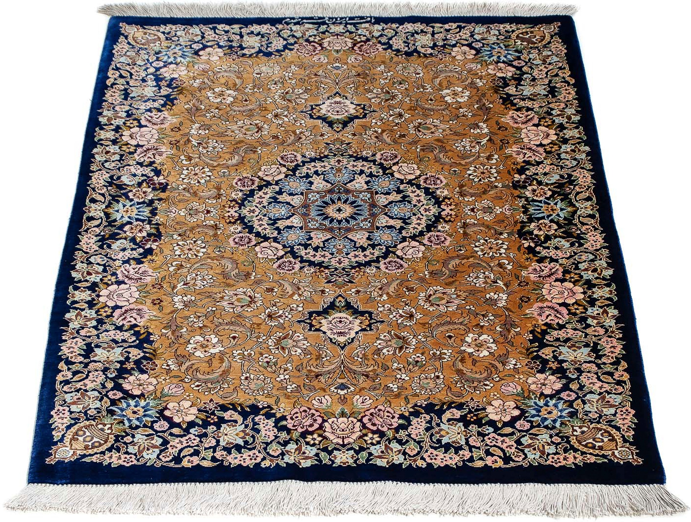 Image of morgenland Orientteppich »Perser - Ghom - 91 x 62 cm - dunkelblau«, rechteckig, 10 mm Höhe, Wohnzimmer, Handgeknüpft, Einzelstück mit Zertifikat bei Ackermann Versand Schweiz