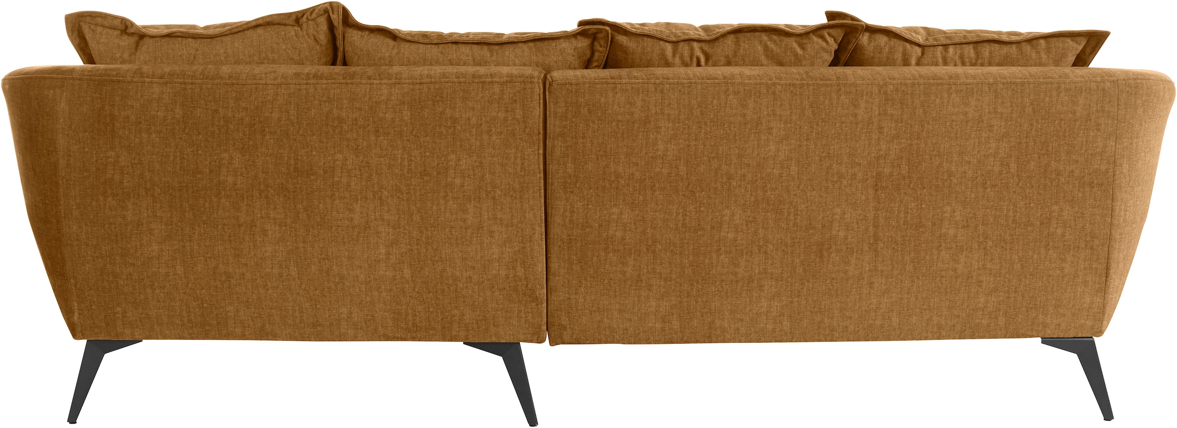 Home affaire Ecksofa »Baggio romantische Polsterecke, bequem,  Breite 277 cm, L-Form« Zierkissen inklusive, schwarze Metallfüsse