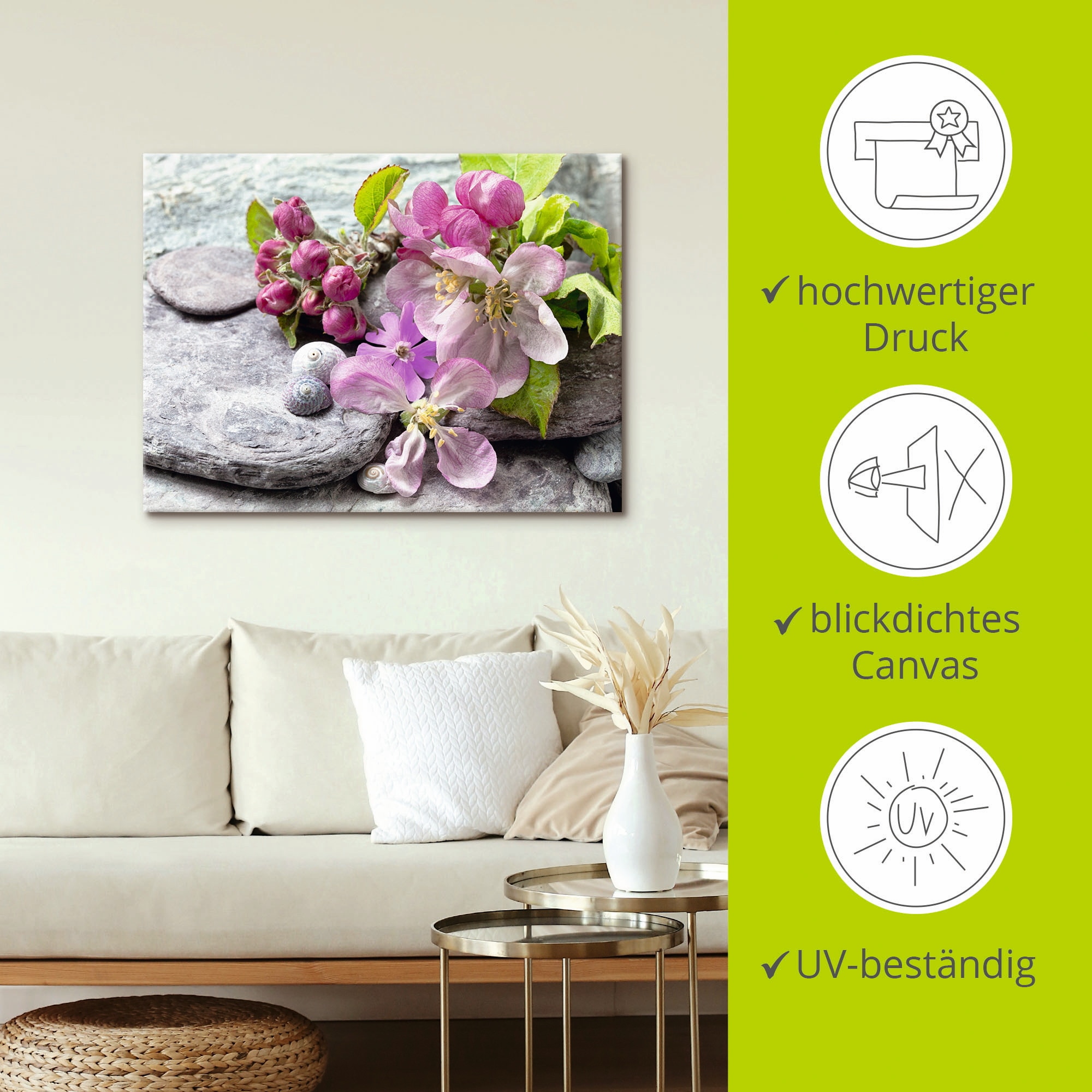 Artland Leinwandbild »Apfelblüten« Blumen 1 Stk. tlg. auf Holzrahmen gespannt