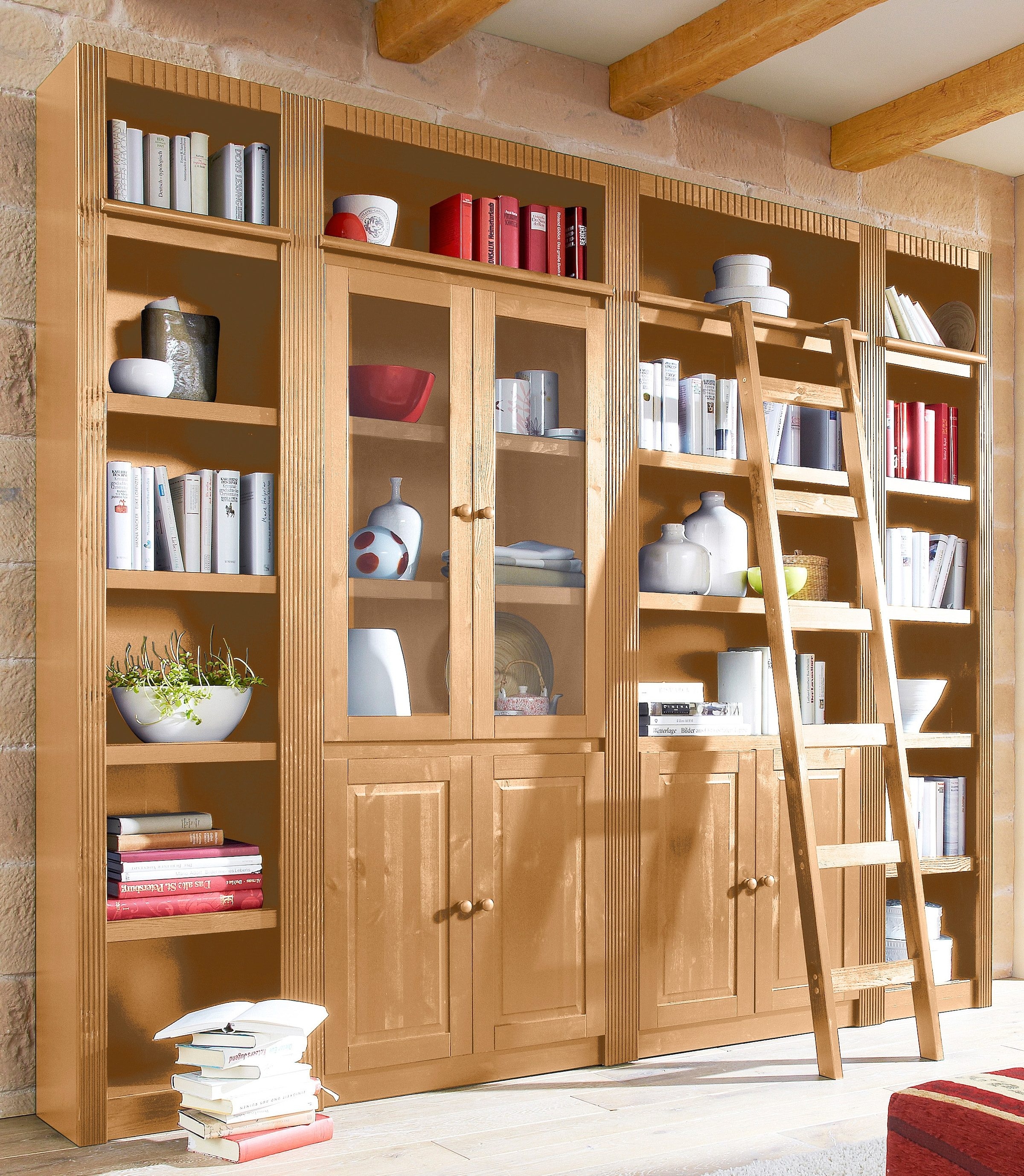 Home affaire Bücherwand »Bergen«, aus massivem schönen Kiefernholz, Breite  255 cm jetzt kaufen