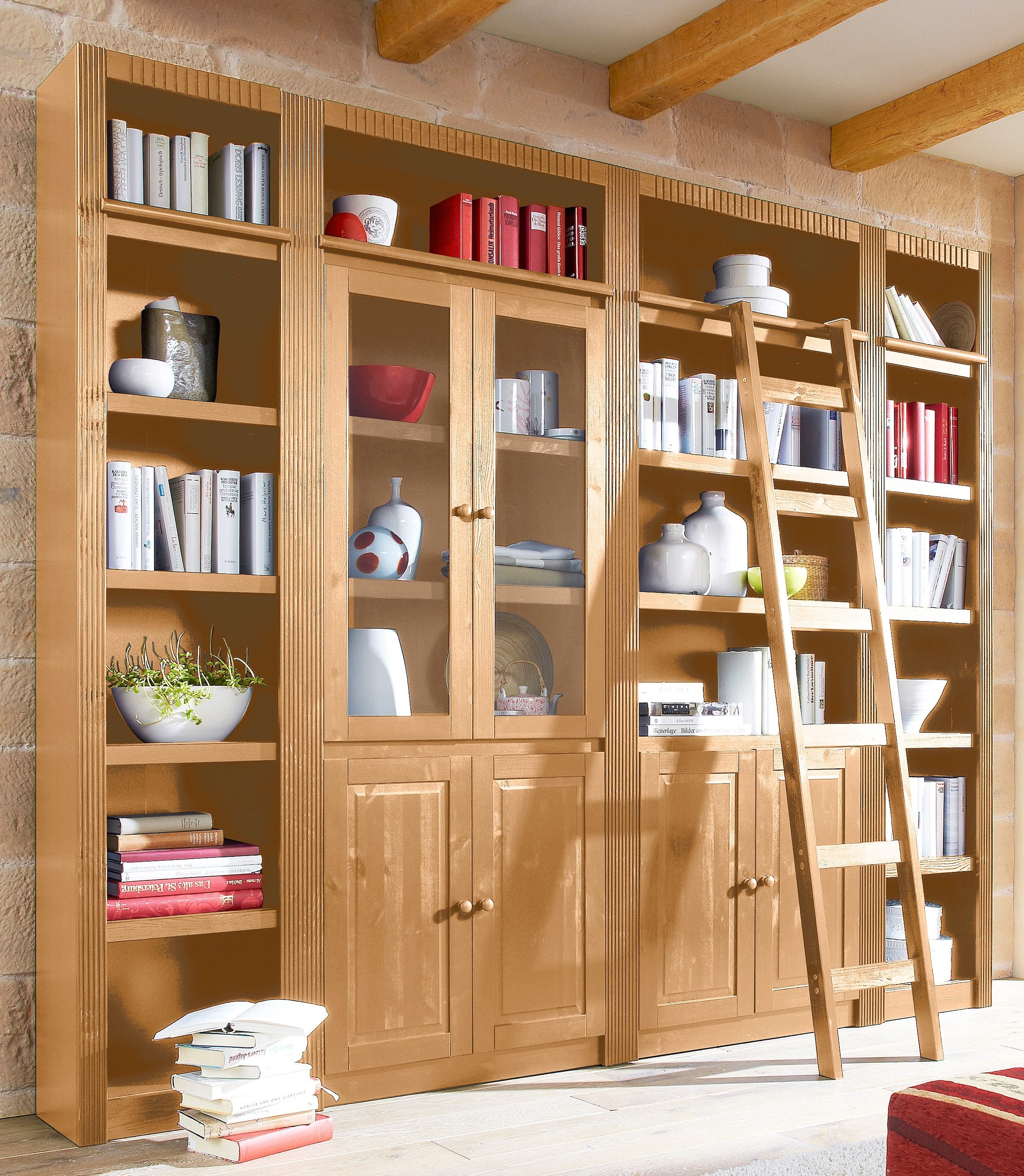 OTTO home Bücherwand "Bergen" aus massivem schönen Kiefernholz, Breite 255 cm
