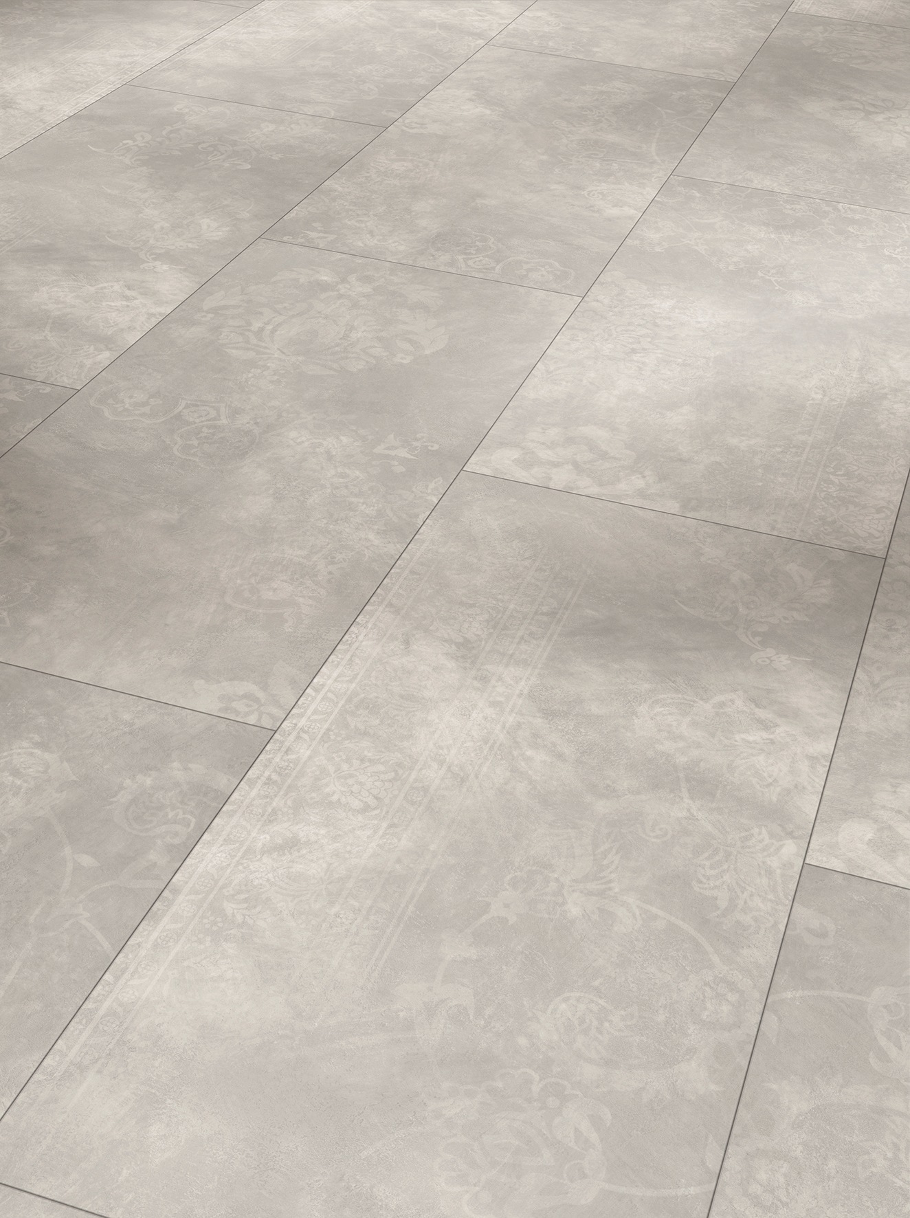 Image of PARADOR Designboden »Modular ONE Grossfliese Beton Ornament hellgrau«, (Set), Steinstruktur, mit integrierter Trittschalldämmung, Verlegefläche: 1,71 m², matt, für Fussbodenheizung geeignet bei Ackermann Versand Schweiz