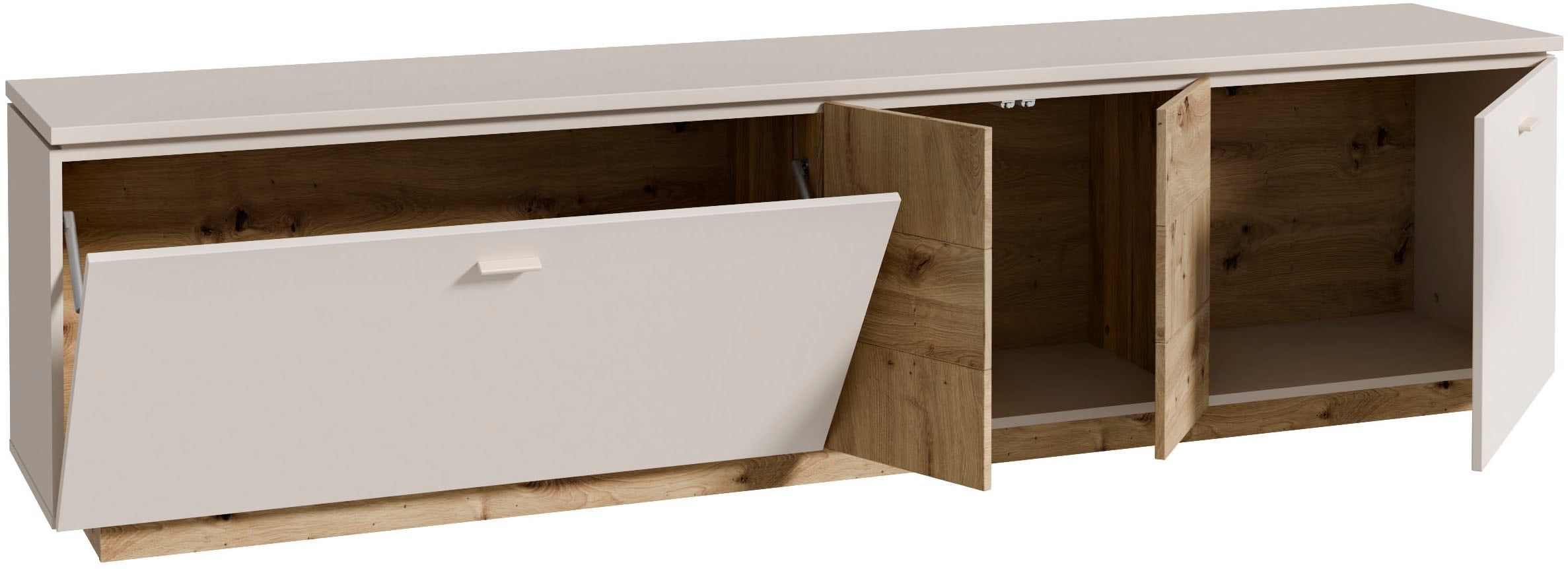 FORTE Lowboard »LouotoTV-Board, TV-Schrank« TV Board, Metallgriffe, Stauraum, Soft Close, Breite 224,8cm