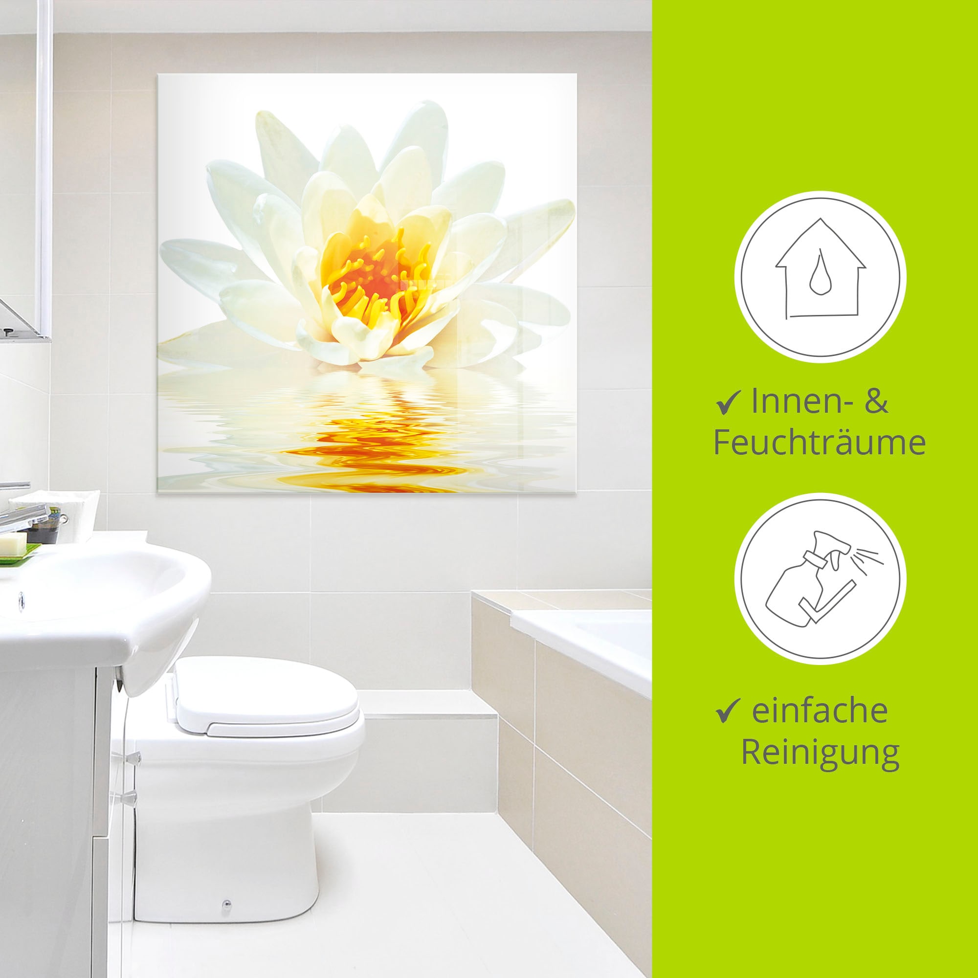 Artland Glasbild »Lotusblume schwimmt im Wasser« Blumen 1 Stk. tlg. in verschiedenen Grössen