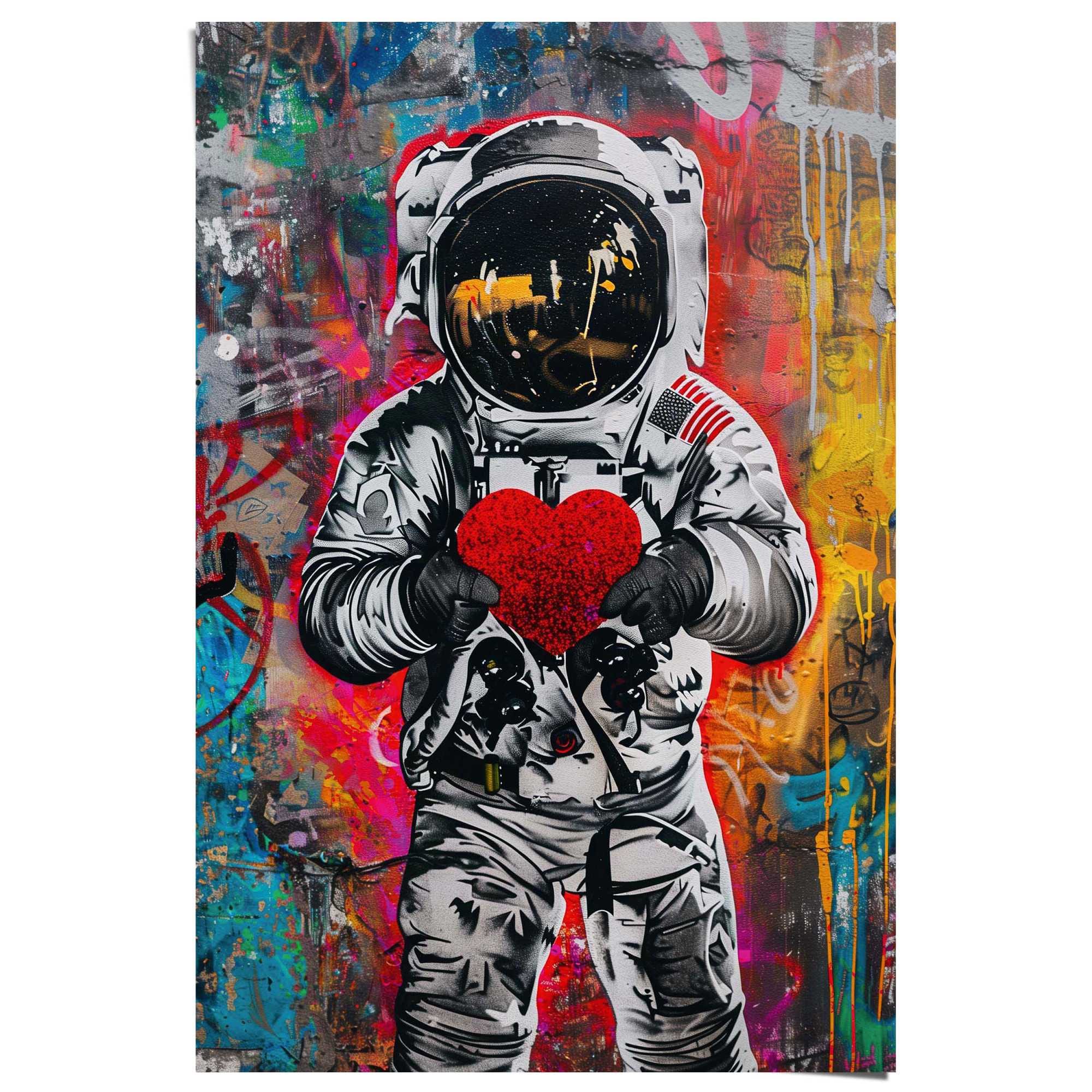 Image of Reinders Poster "Astronauten-Graffiti" Kinderzimmer - Mehrfarbig - 150 gr. Papier - Menschen - 61x91,5 cm