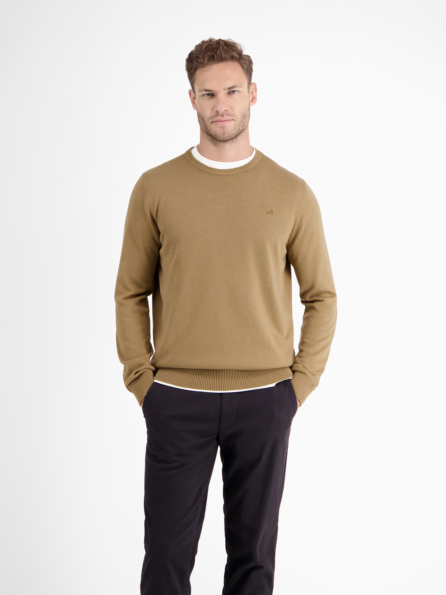 Image of LERROS Strickpullover "Herren Strickpullover aus Baumwolle mit Crewneck Ausschnitt" Weicher Strick-Pullover, Rundhalsausschnitt, lange Ärmel, pflegeleicht