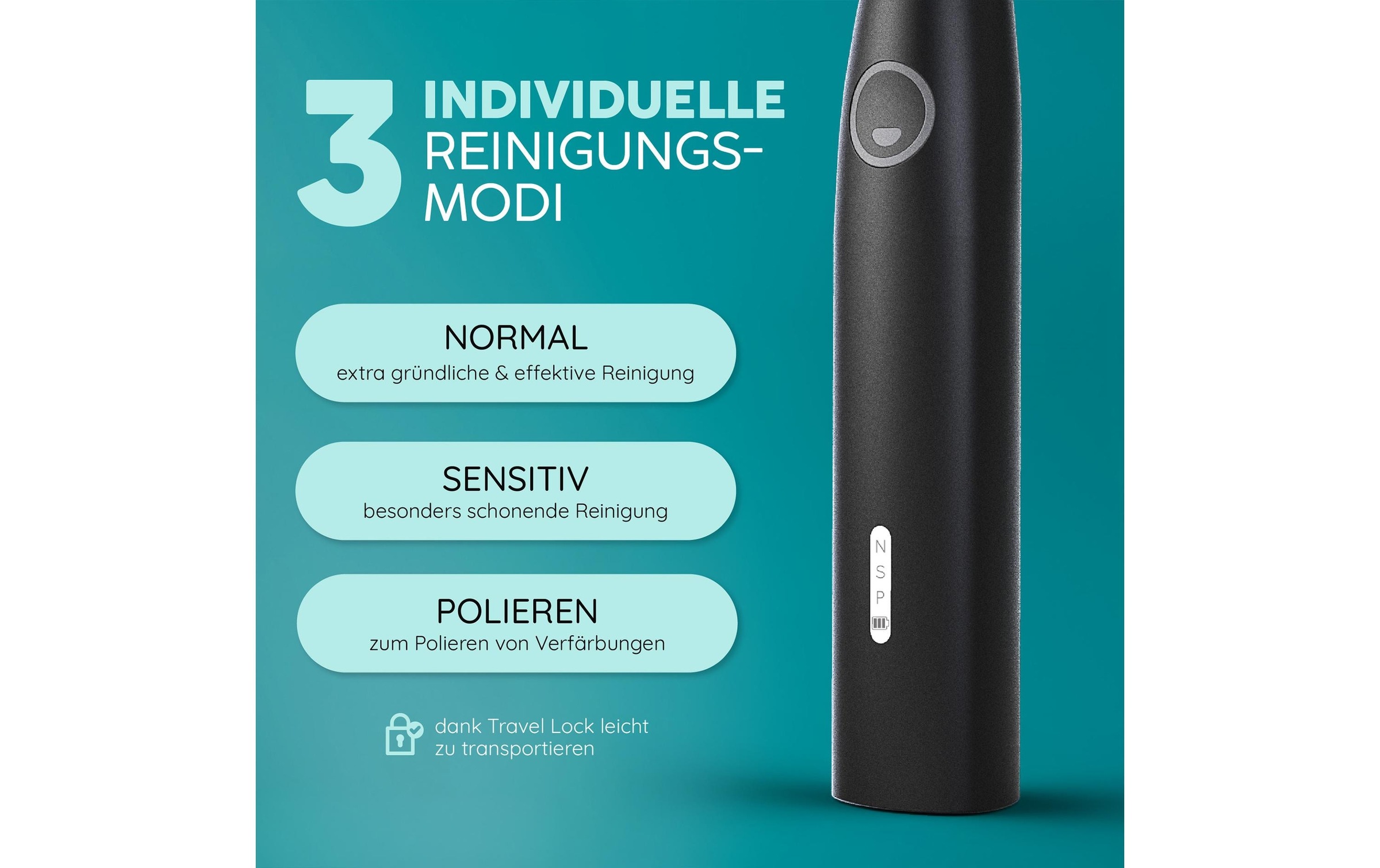 happybrush Schallzahnbürste »StarterKit Eco Vibe V3+ Black«