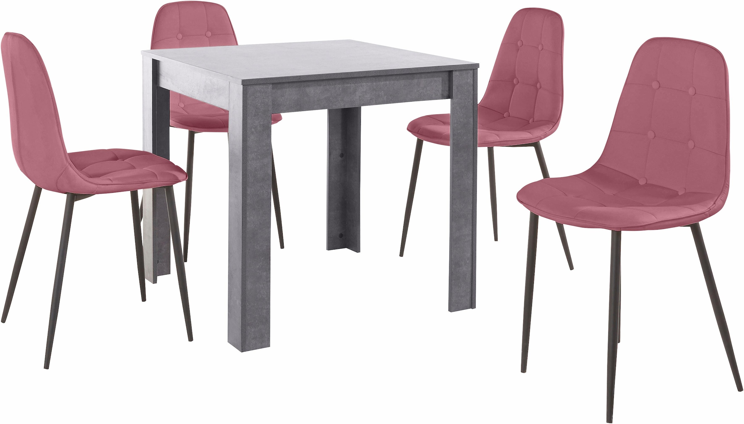 GOODproduct Essgruppe Set, 5 Stk. tlg. mit Esstisch 80 cm breit