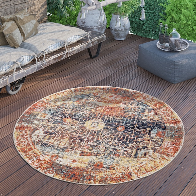 Paco Home Teppich »Artigo 420«, rund, Kurzflor, Vintage Design, In- und Outdoor  geeignet, Wohnzimmer jetzt kaufen