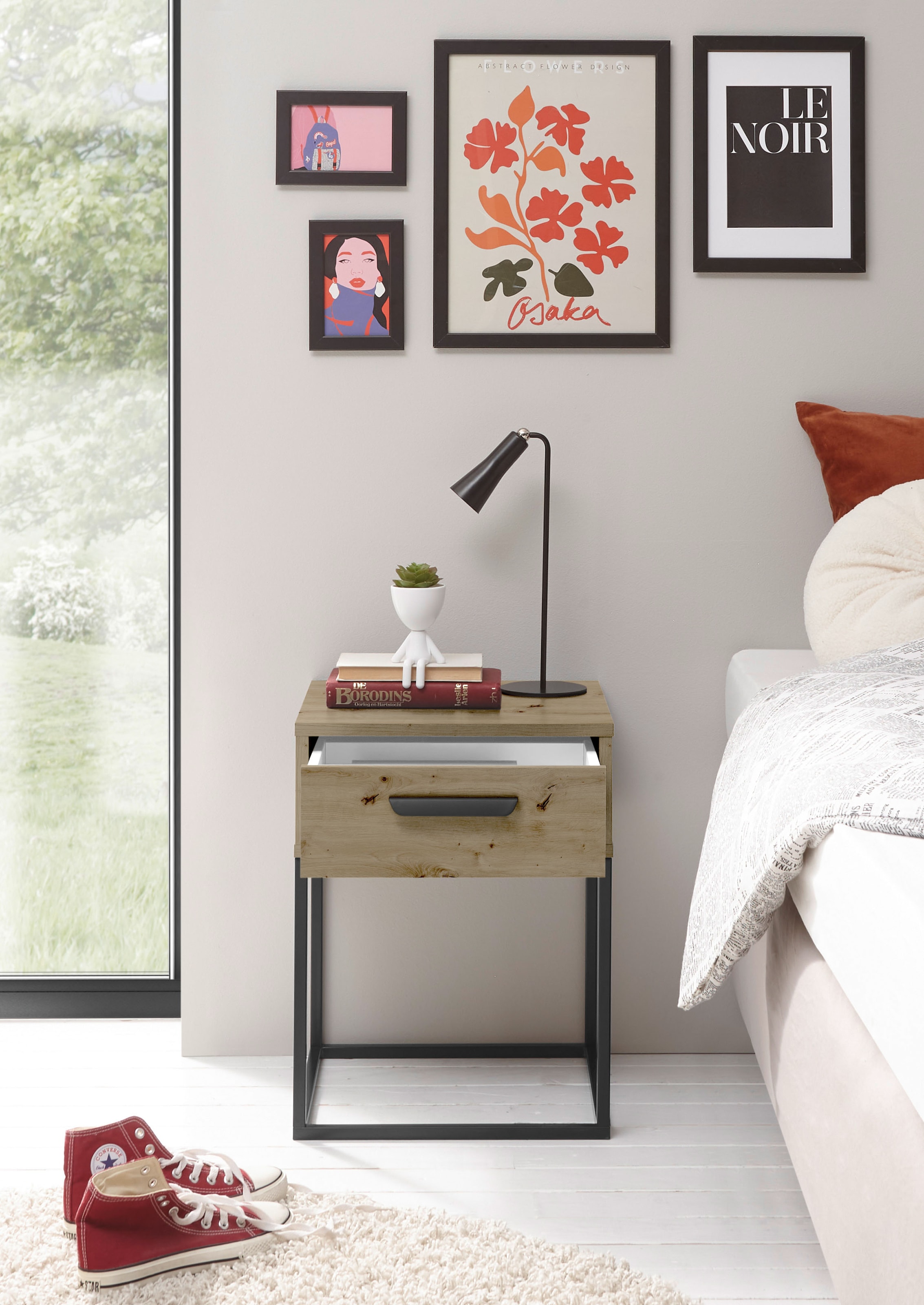 Schlafkontor »Suna Kommode, Nachttisch, Nachtschrank« auf Metallgestell