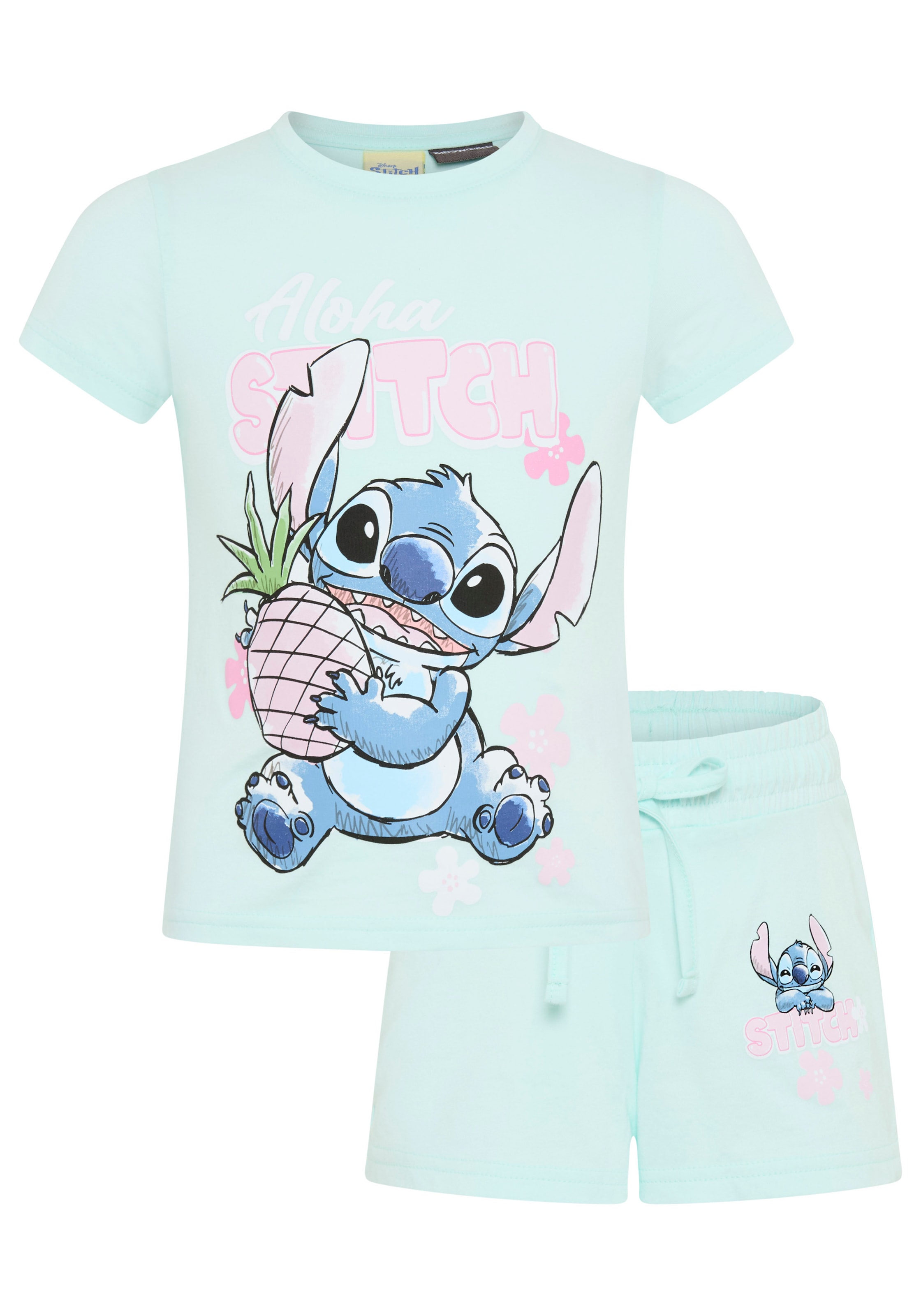 KIDSWORLD Shirt & Shorts »STITCH 2tlg. Set von Disney« Set, 2 tlg. verschiedene Grössen, bedrucktes Design, aus Baumwolle