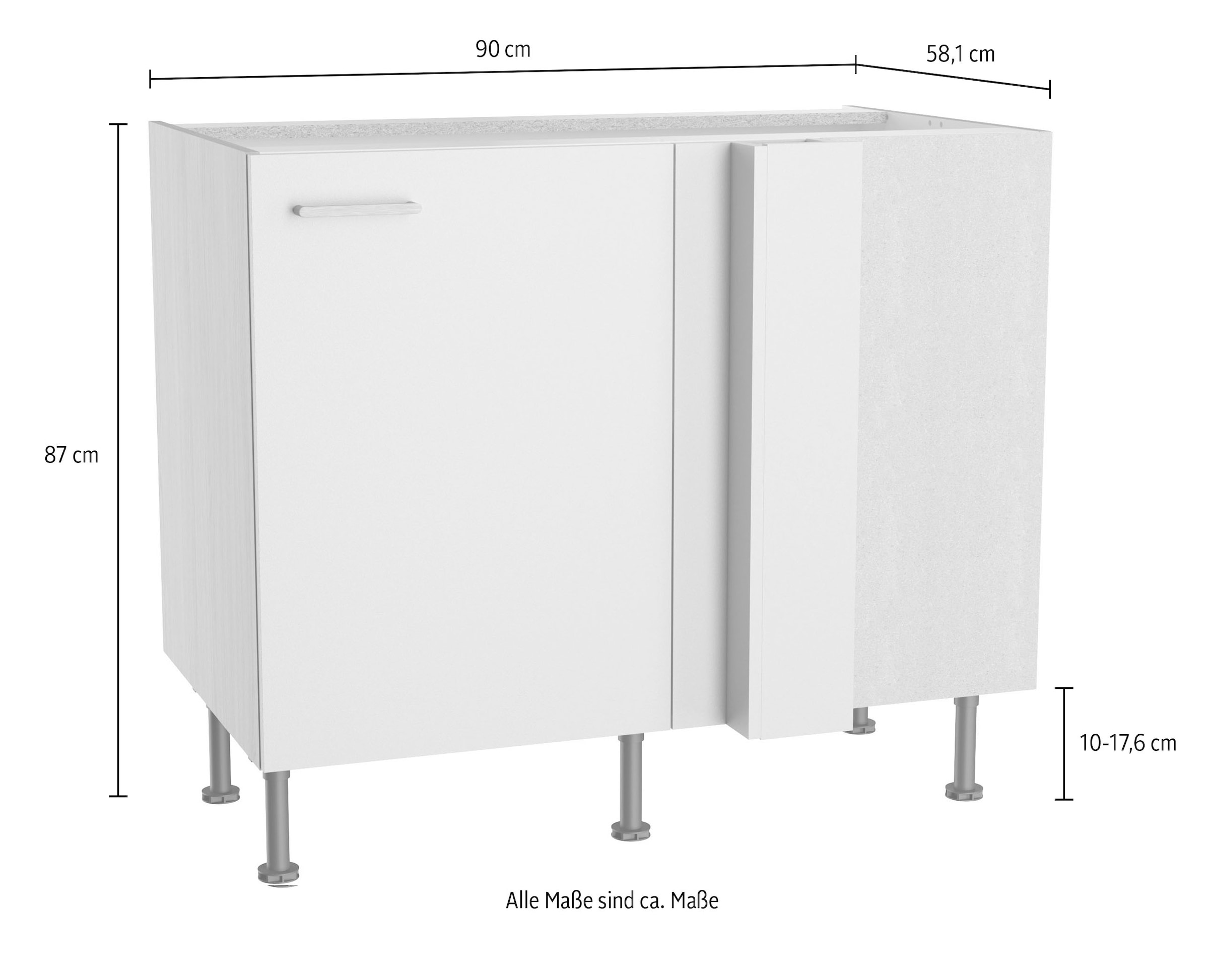 KOCHSTATION Meuble bas d'angle »KS-Lucy« Breite 100 cm, mit  1 Tür, Soft-Close, höhenverstellbare Füsse