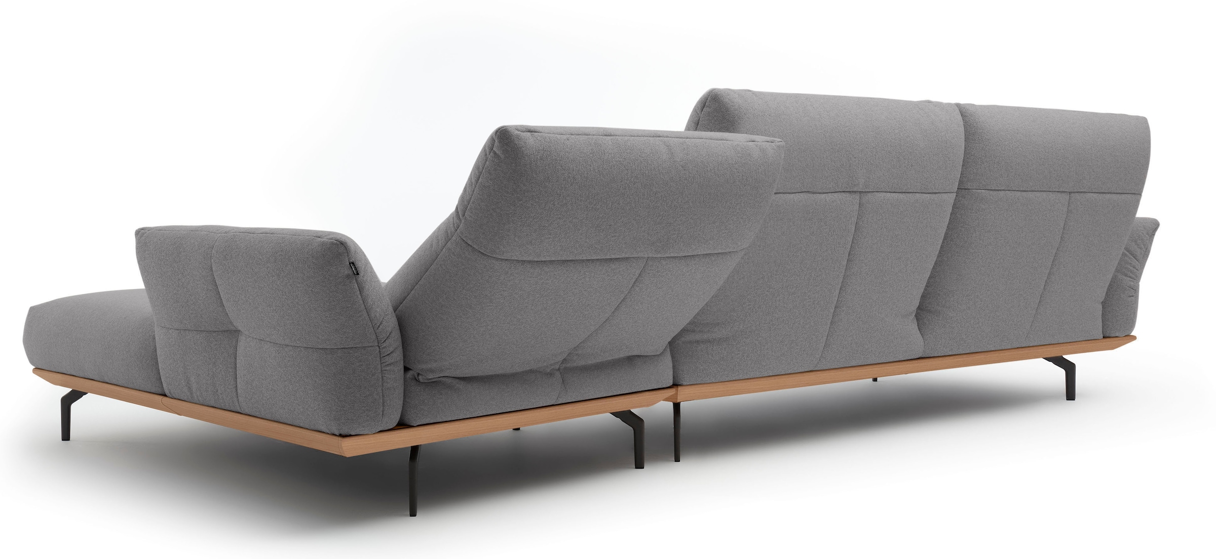 Creation BY ROLF BENZ Canapé d'angle »CR.460, Design-Sofa der Extraklasse, verstellbare Rückenlehne, L-Form« socle en chêne, pieds d'angle en gris ombre, largeur 338 cm