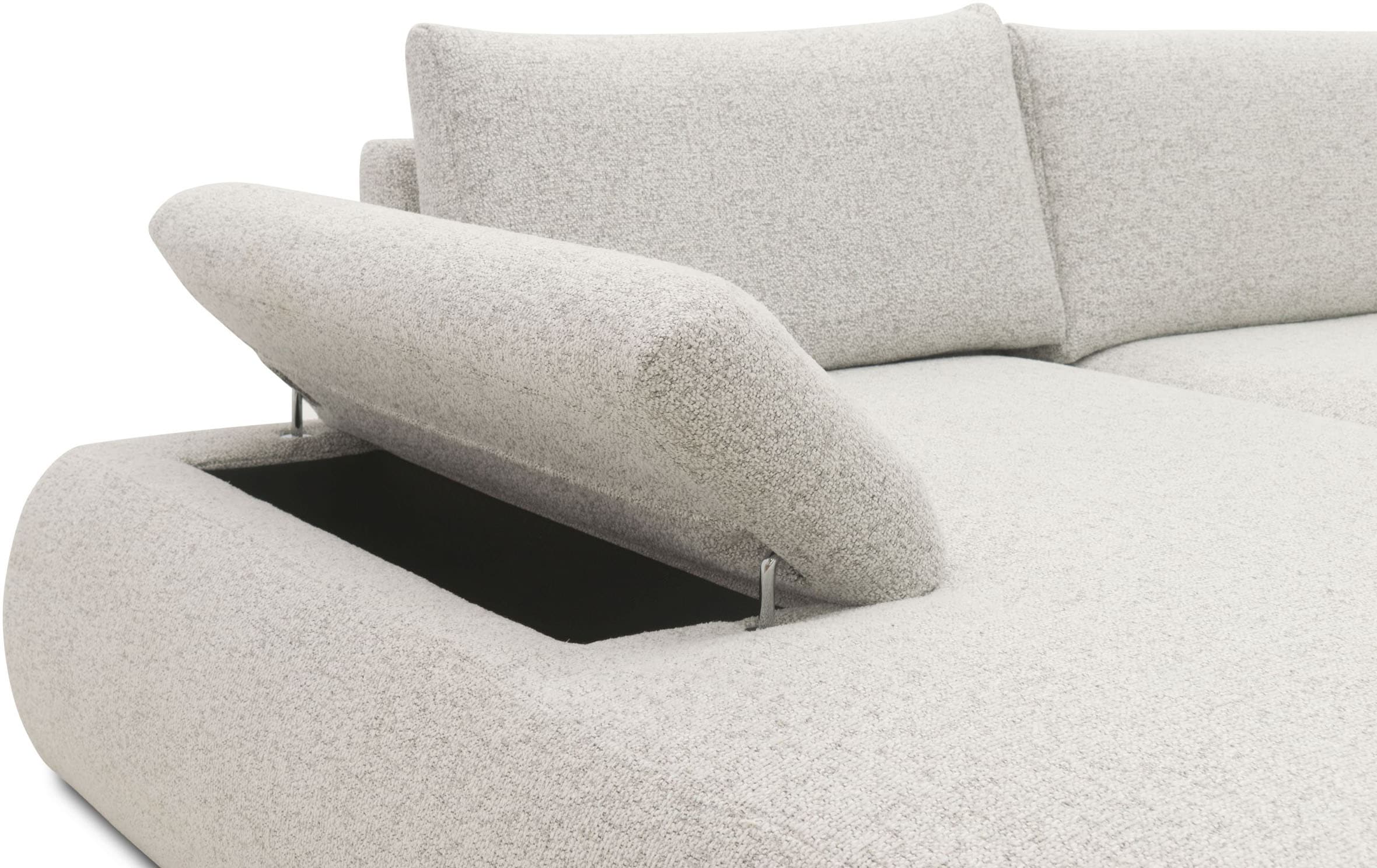 DOMO collection Big-Sofa »Évora Megasofa Breite 324 cm« Federkern, inkl. Armlehnenverstellung, Struktur grob, silber