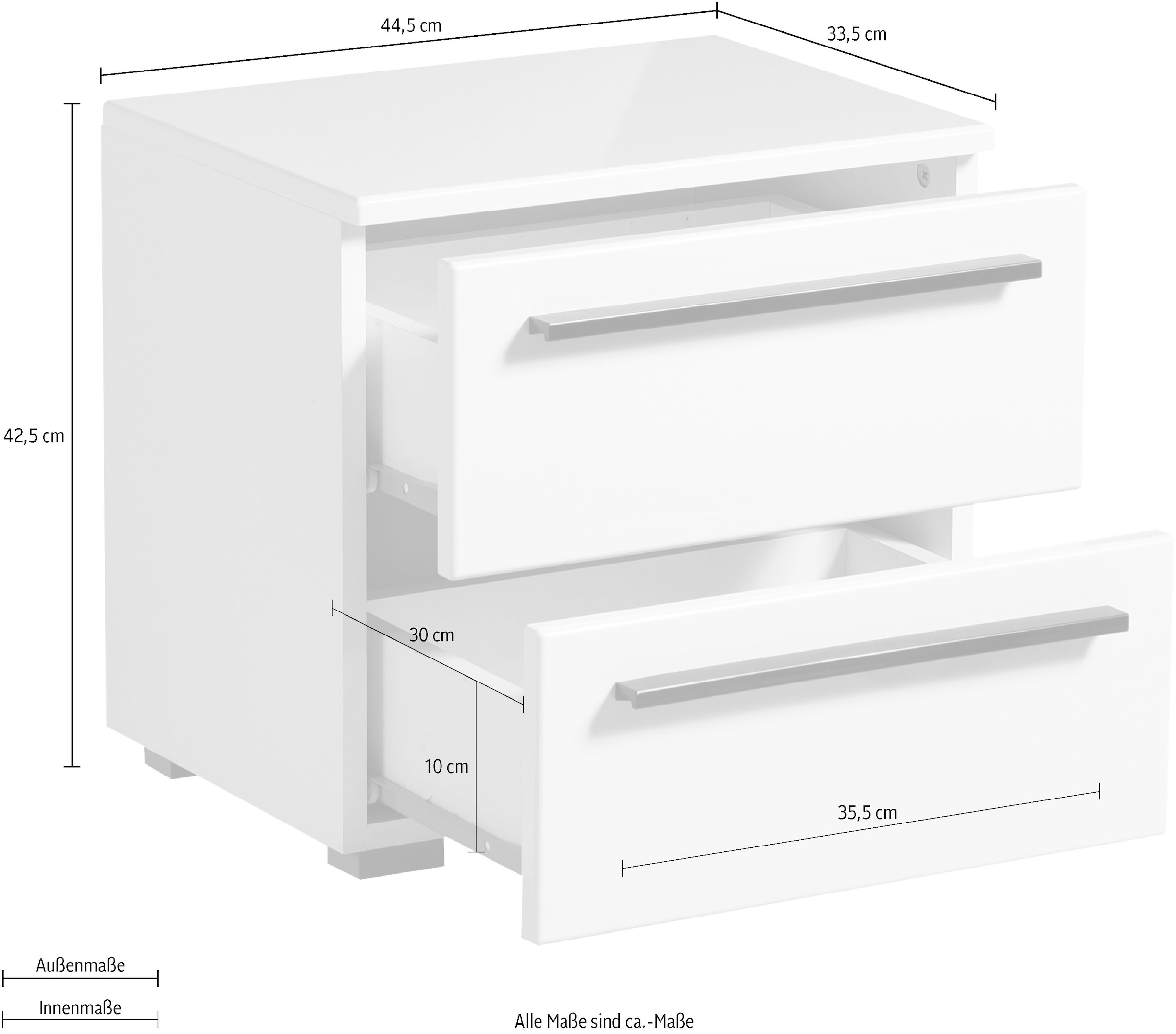 INOSIGN Nachtkommode »Ksanti« Mit 2 Schubkästen, hochglänzende Front