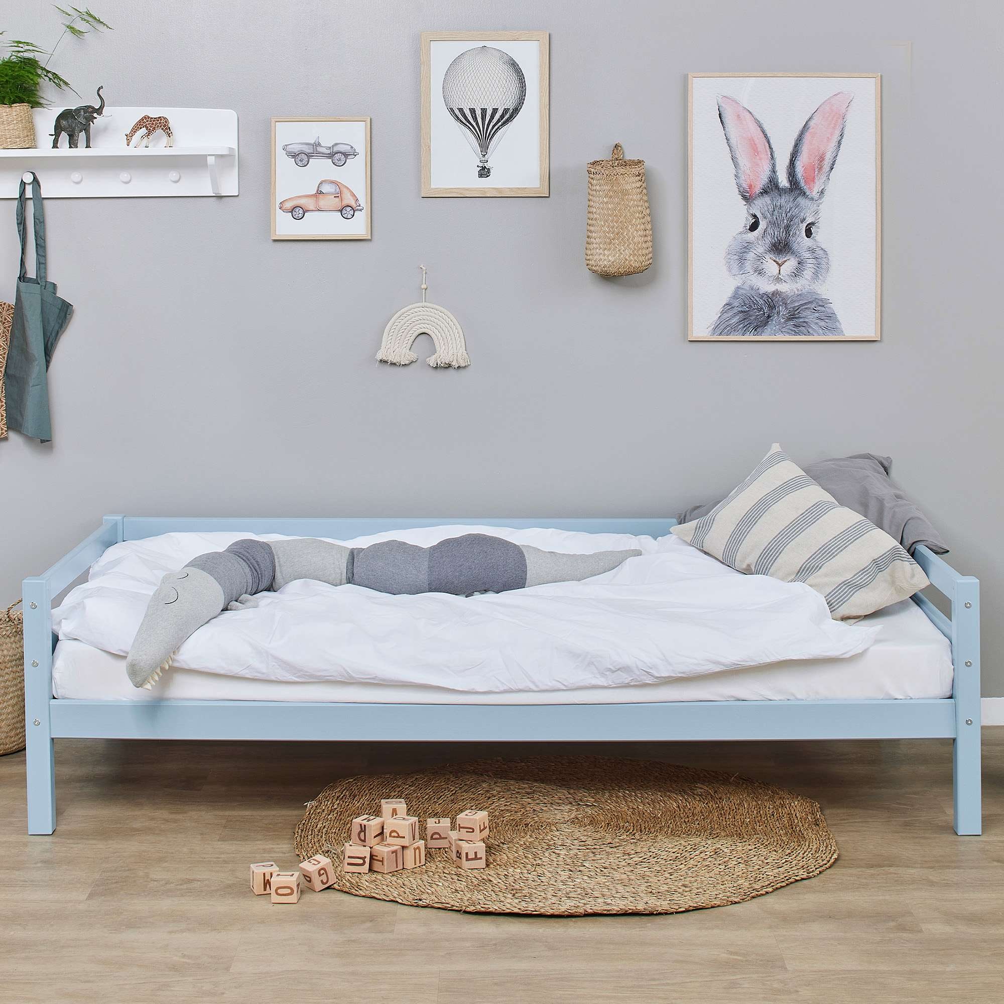 Hoppekids Daybett »Kinderbett ECO Dream, Einzelbett, Juniorbett 90x200« Bett,  Weiss, Grün, Blau, Rosa, Grau