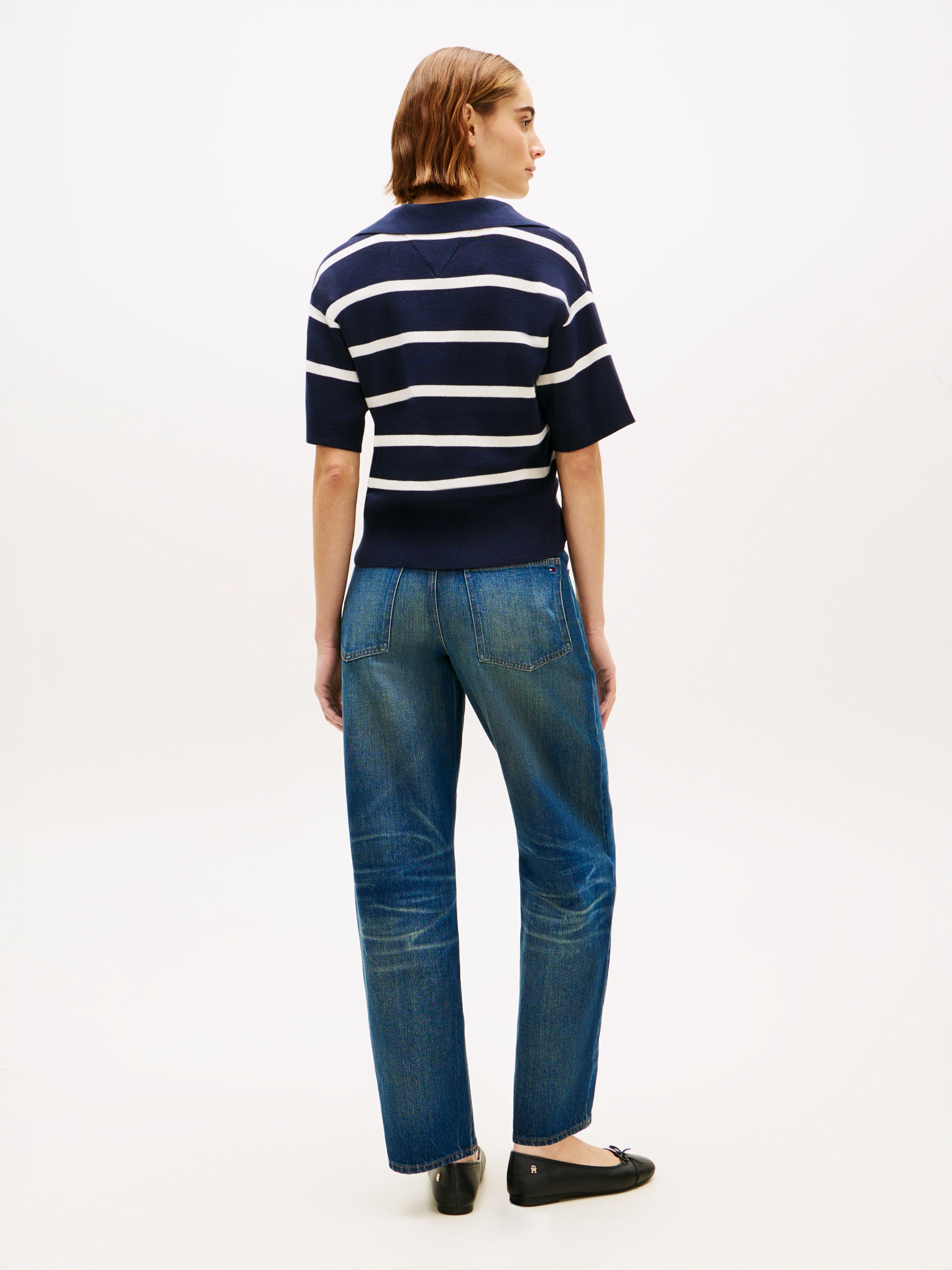 Tommy Hilfiger Pull en tricot »CO FULL NEEDLE POLO SS SWT« mit V-Ausschnitt