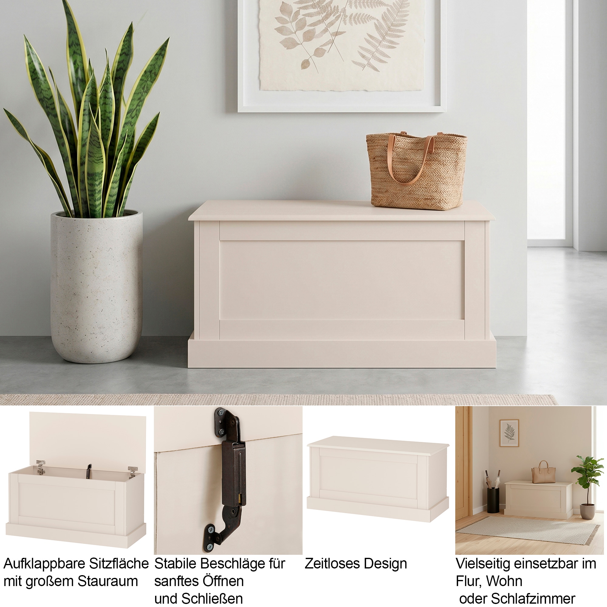 GOODproduct Sitzbank »Binz« zwei unterschiedliche Farbvarianten, mit Stauraum, Breite 90 cm