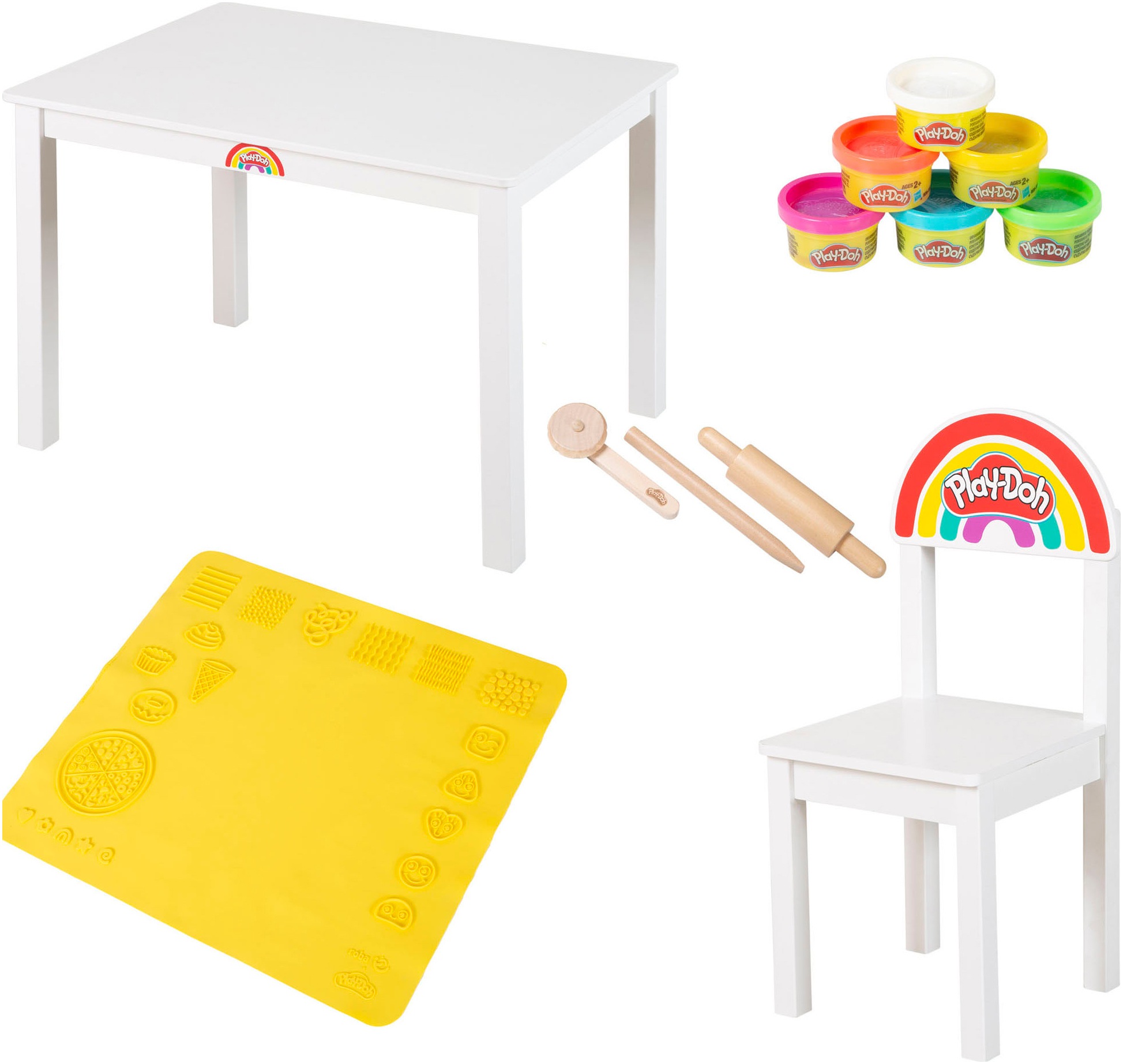 Image of roba Kindersitzgruppe "Play-Doh" Set, inkl. 3D Kreativmatte, Knete und Zubehör
