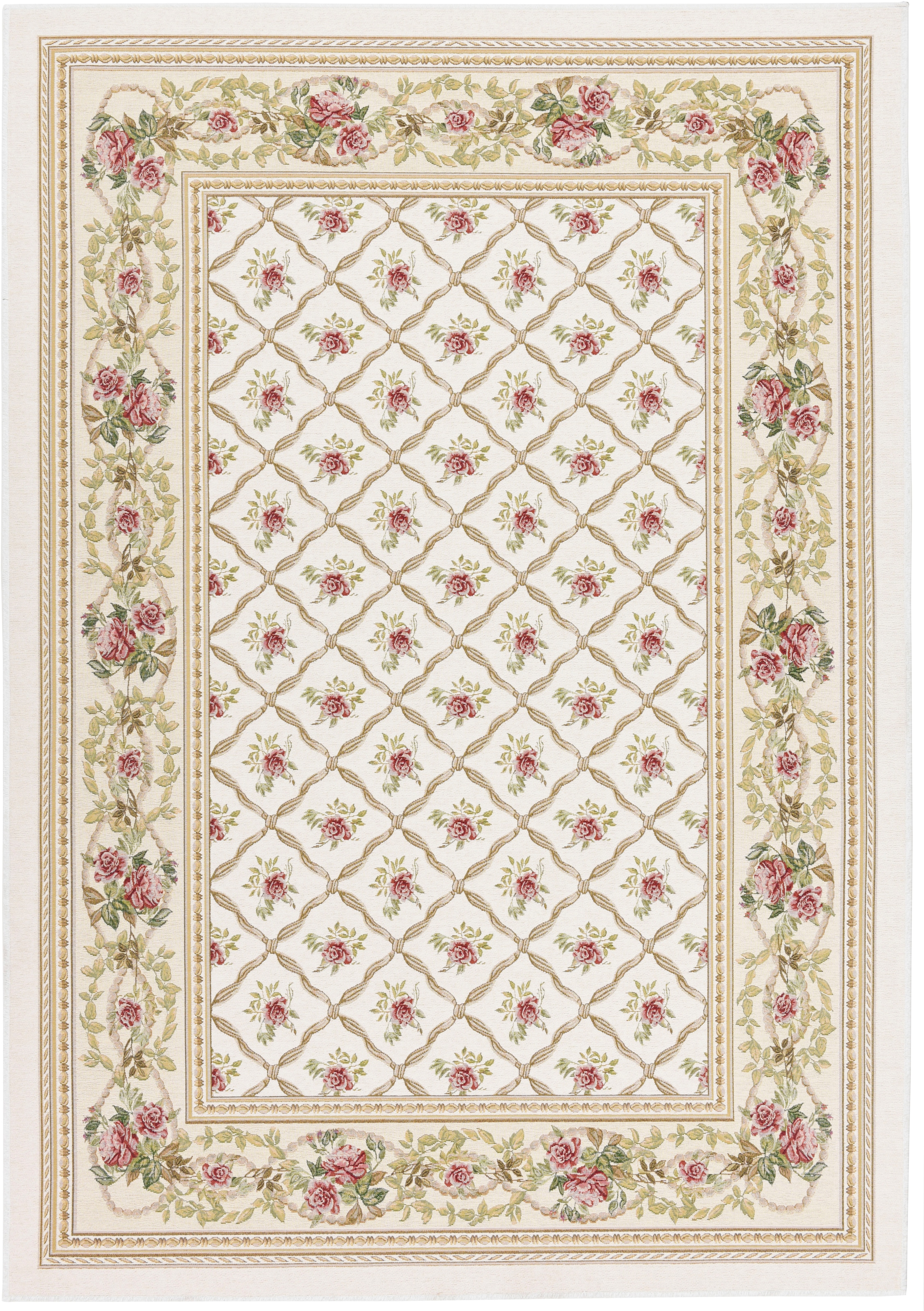 Image of THEKO Teppich "Flomi Rose Garden" rechteckig 4 mm Höhe Flachgewebe, romatisch verspielt, mit Bordüre