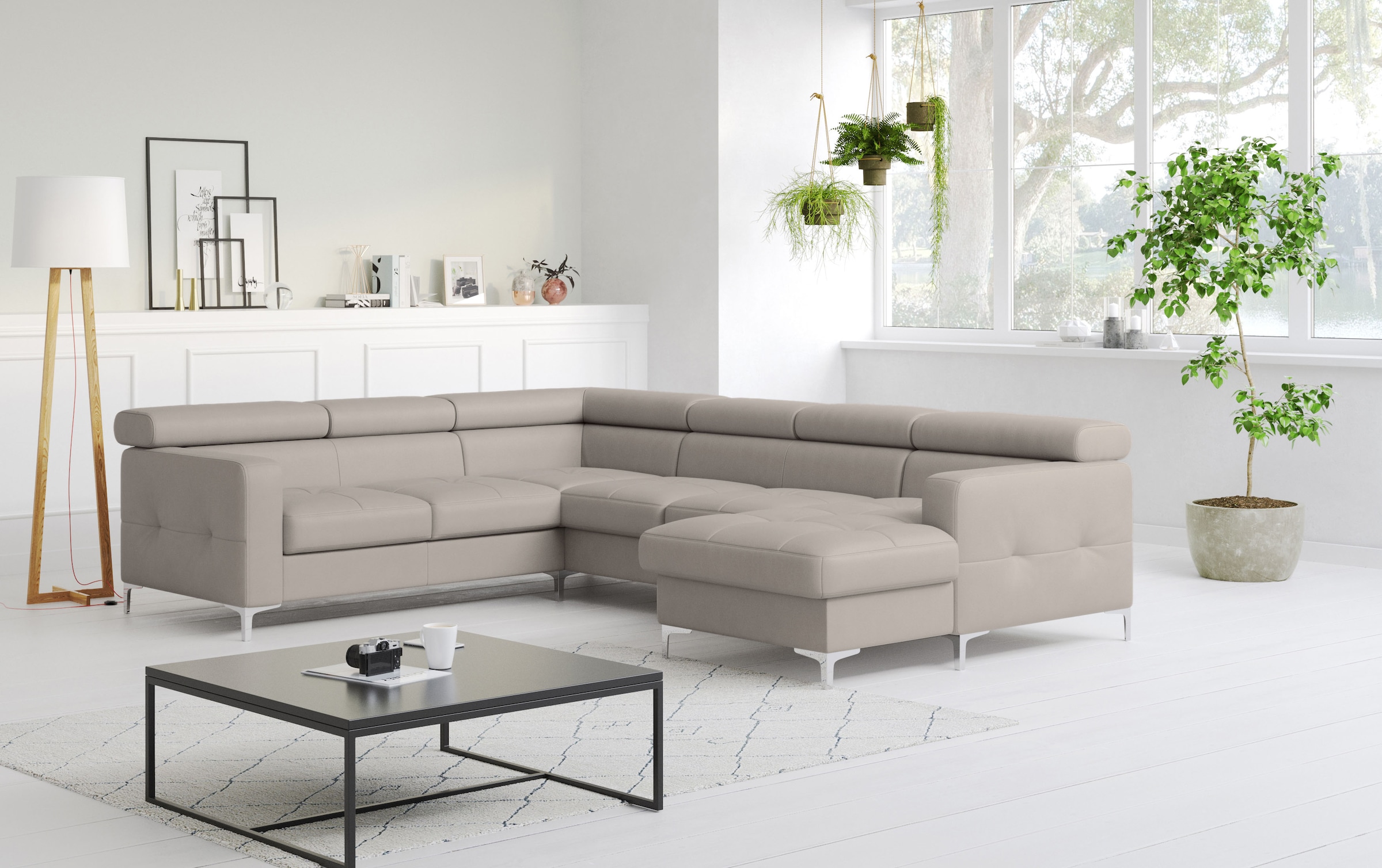 COTTA Wohnlandschaft »Sammy U-Form«, mit Kopfteilverstellung, optional mit Bettfunktion und Bettkasten
