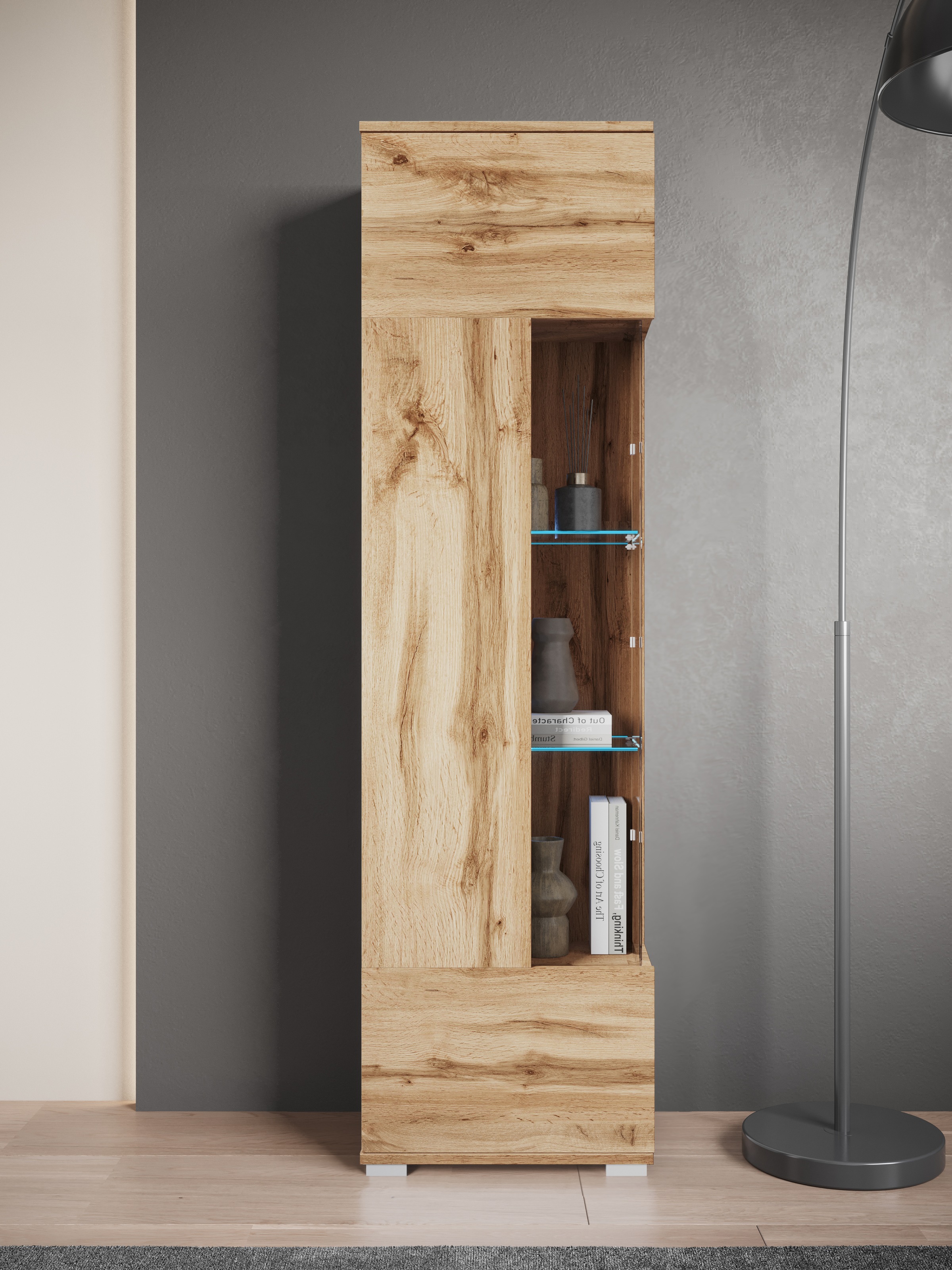 GOODproduct Vitrine »Kenia, stehend und hängend, Türanschlag wechselbar« 1 Stk. tlg. Vitrineschrank mit Glastüren 160 cm Höhe
