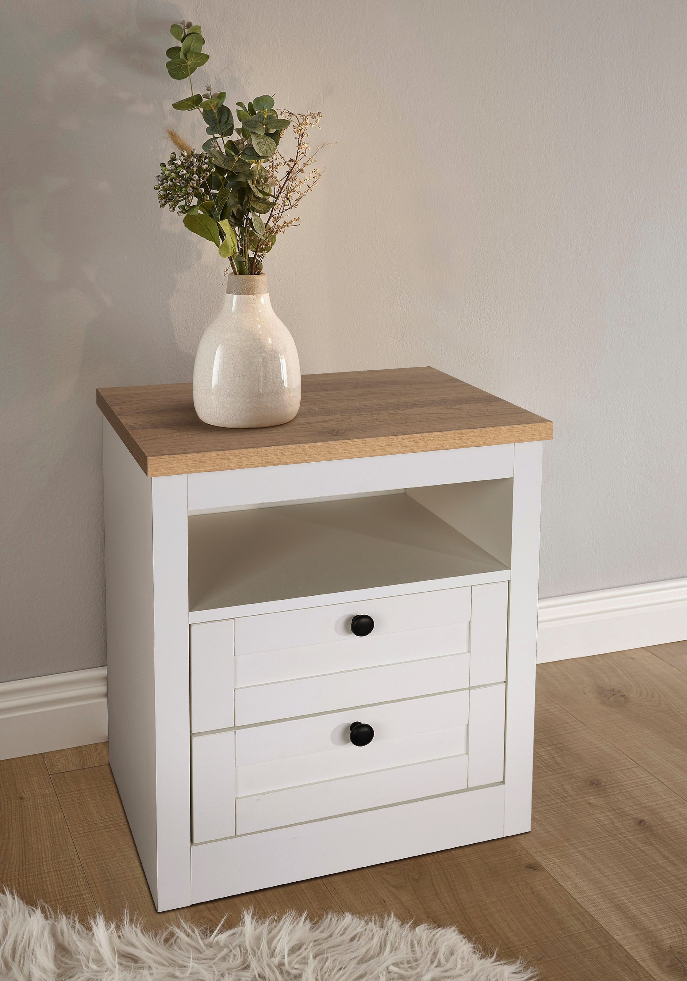 Image of GOODproduct Nachtkonsole "2er Set Büsum Nachtschrank Beistellschrank" Spar-Set, 2 Schränke im Lieferumfang, Nachttisch im Landhaus Design mit 2 Schubladen Bestseller