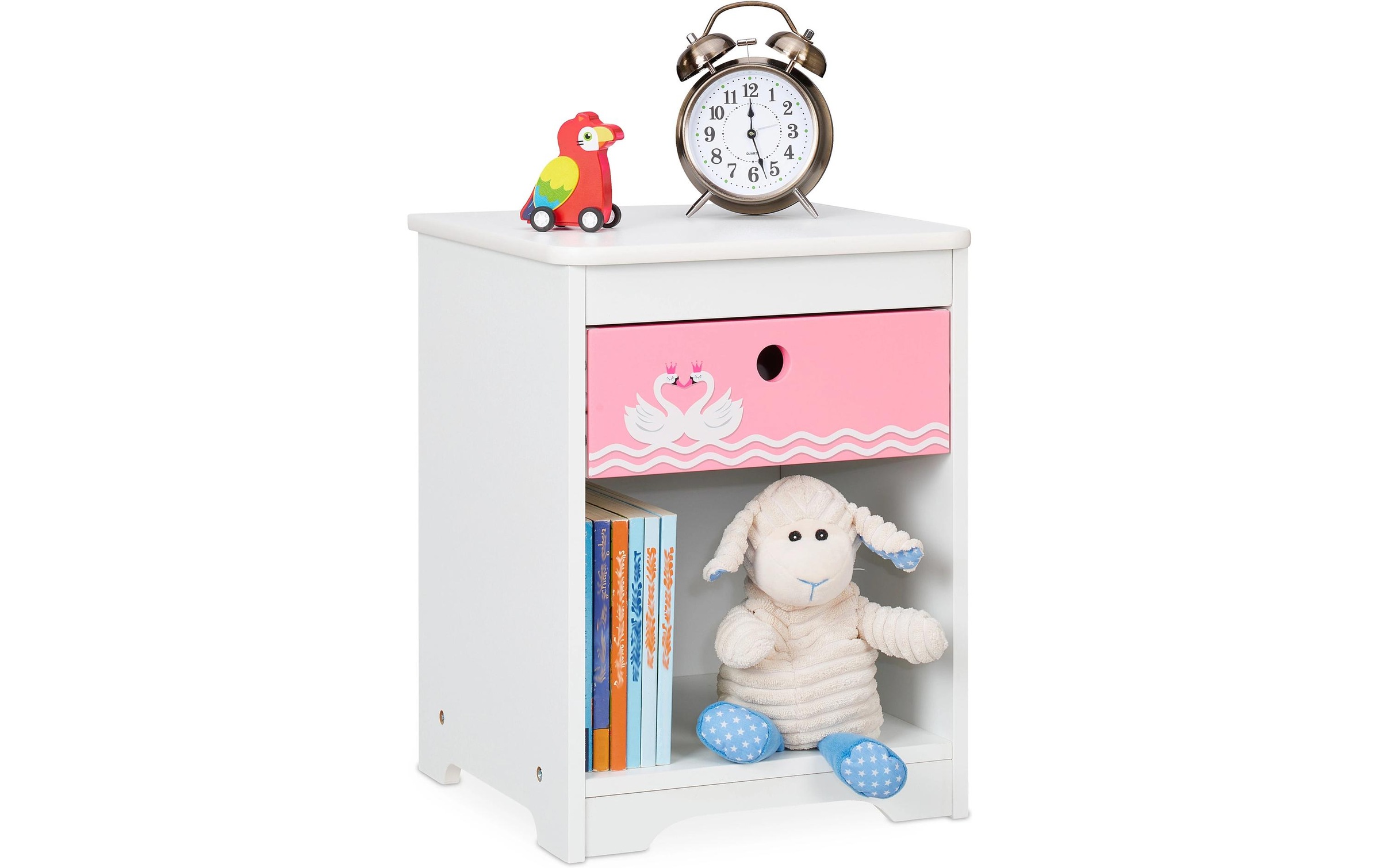 Image of relaxdays Nachttisch "für Kinder Schwan 32 x 41 cm"