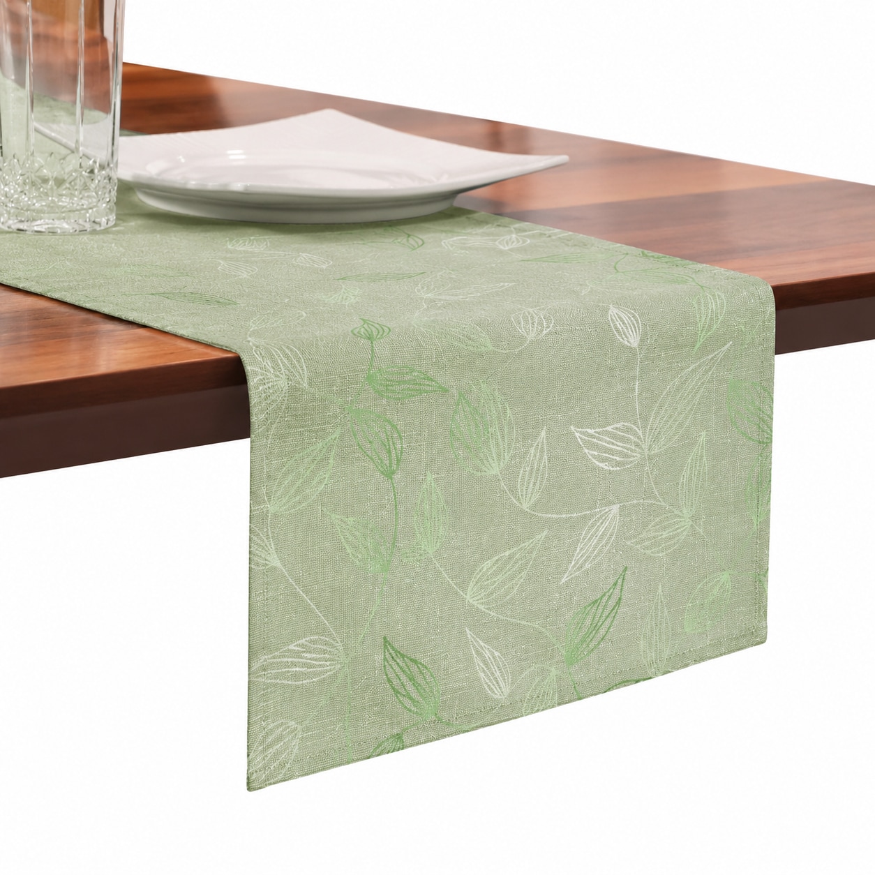 GOODproduct Tischläufer »Raffon« Leinen Optik, Blattmotiv, Esszimmer, Deko, halbtransparent/blickdicht.