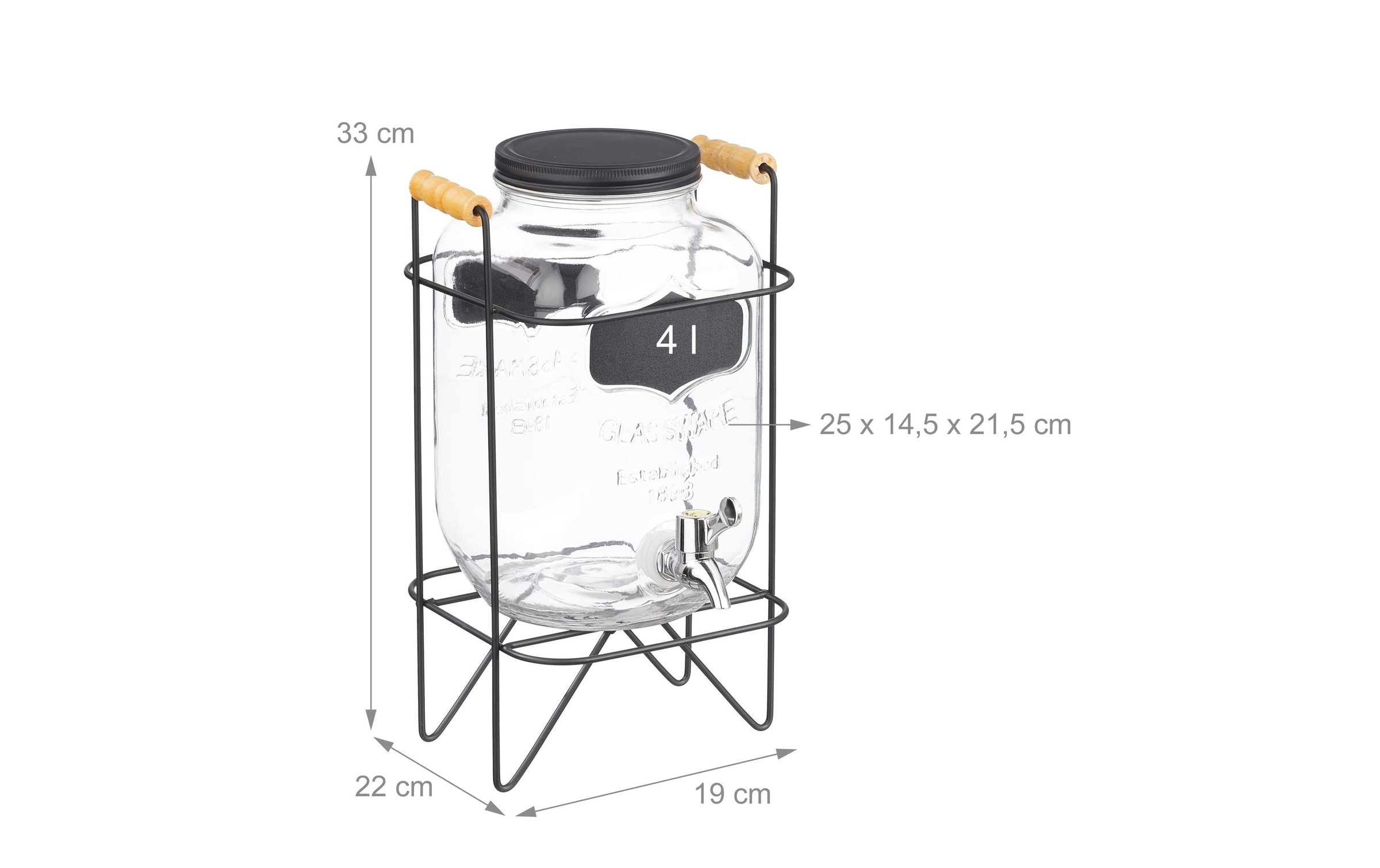 relaxdays Getränkespender »mit Ständer 4 Liter«