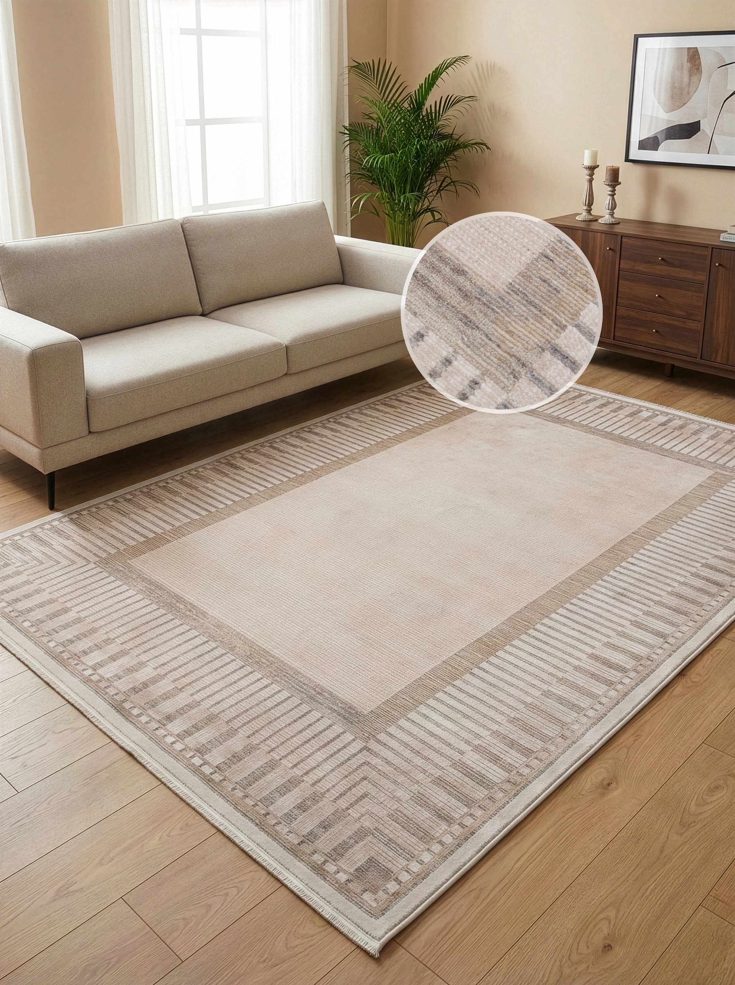 Image of Calvin Klein home Teppich "Luster, mit Fransen, Designerteppich" rechteckig 6 mm Höhe Rahmen, Muster, meliert, Wohnzimmer, Schlafzimmer, Esszimmer