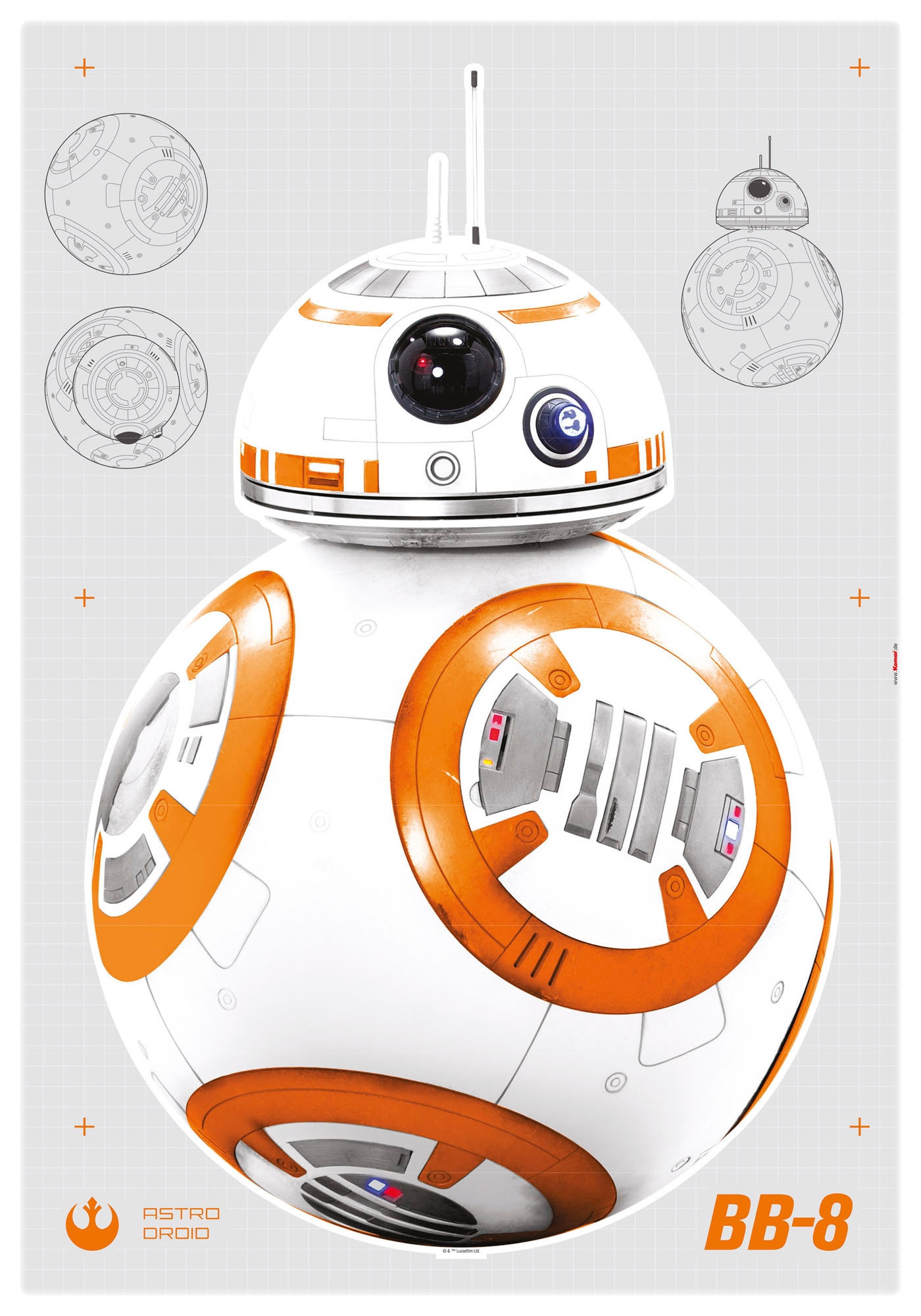 ♕ Komar Wandtattoo »Star Wars BB-8«, (6 St.), 100x70 cm (Breite x Höhe), selbstklebendes  Wandtattoo versandkostenfrei auf
