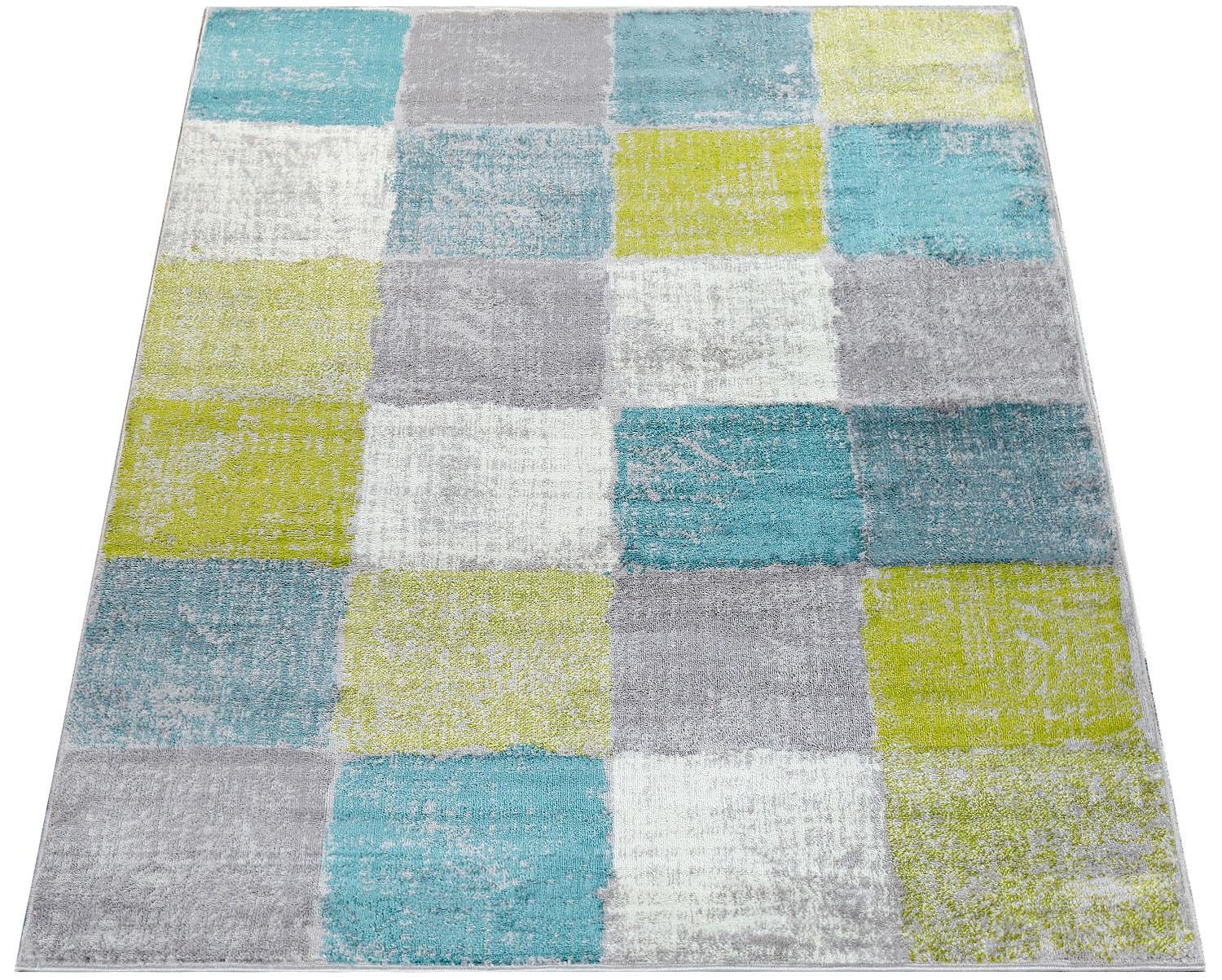 Image of Paco Home Teppich »Metro 155«, rechteckig, 9 mm Höhe, Kurzflor, modernes Karo-Muster, ideal im Wohnzimmer & Schlafzimmer bei Ackermann Versand Schweiz