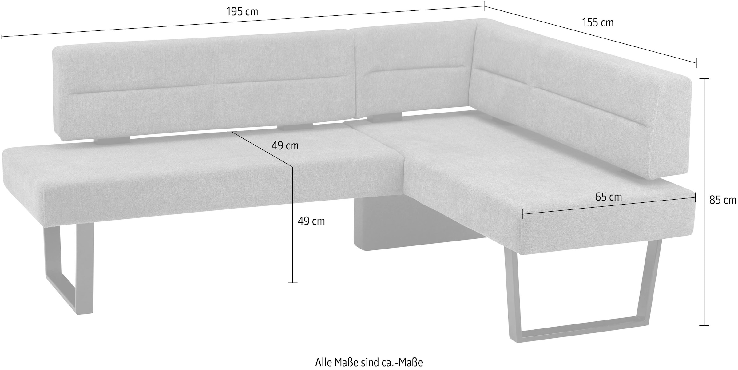 massivline&more Banc d'angle »Martina« design moderne, structure en métal massif