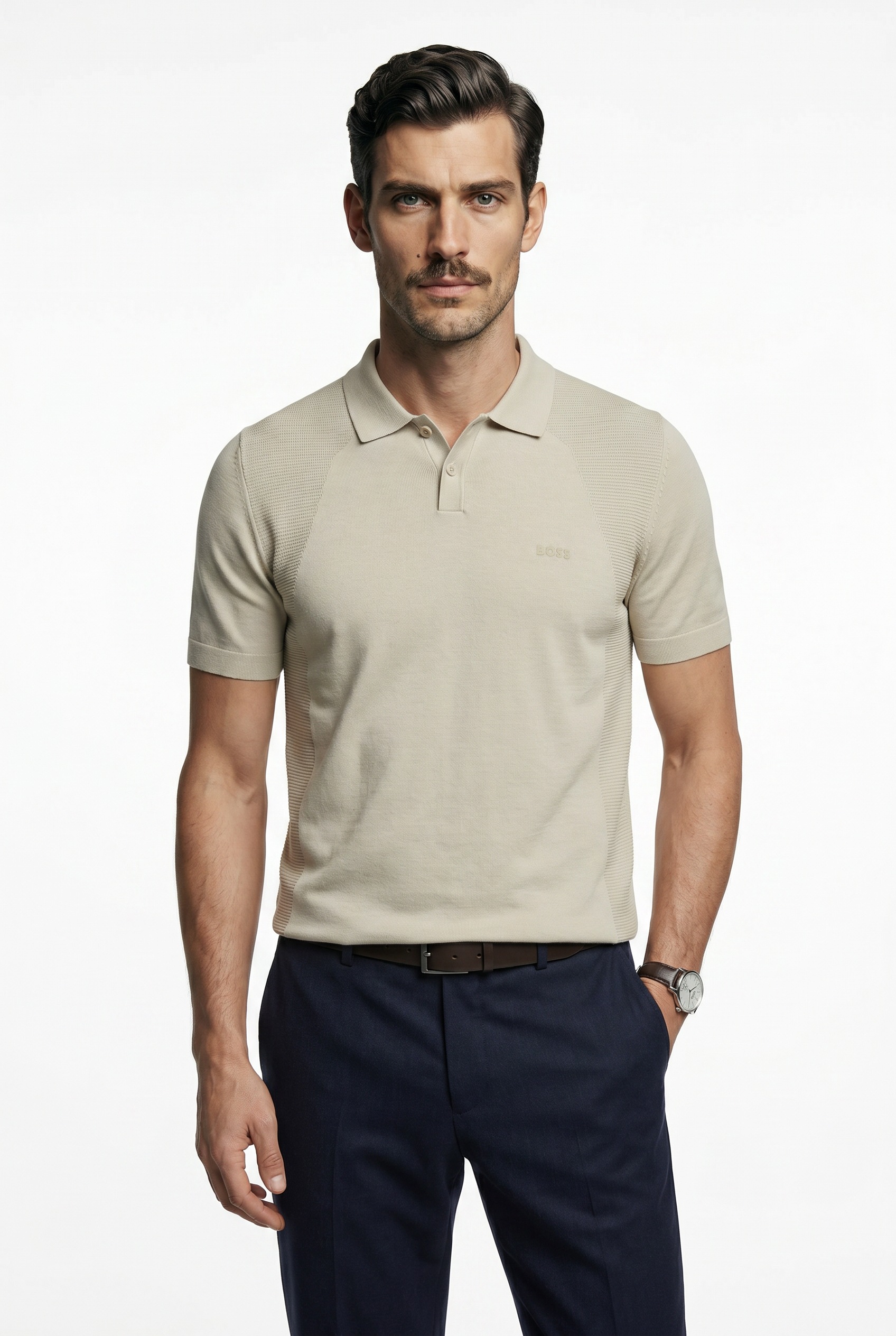 Image of BOSS GREEN Kurzarmpullover "Momentum Lite PS" Polokragen, Baumwoll-Mix, Regular Fit