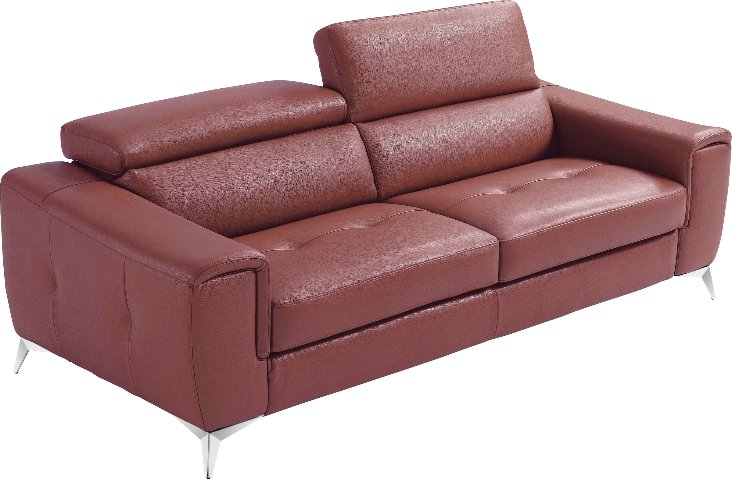 Image of Egoitaliano Schlafsofa "Francine Designsofa, Loungesofa mit Dauerschlaffunktion, Breite 233 cm" mit Bettfunktion, Leder BULL, rosebraun, Fussfarbe chrom