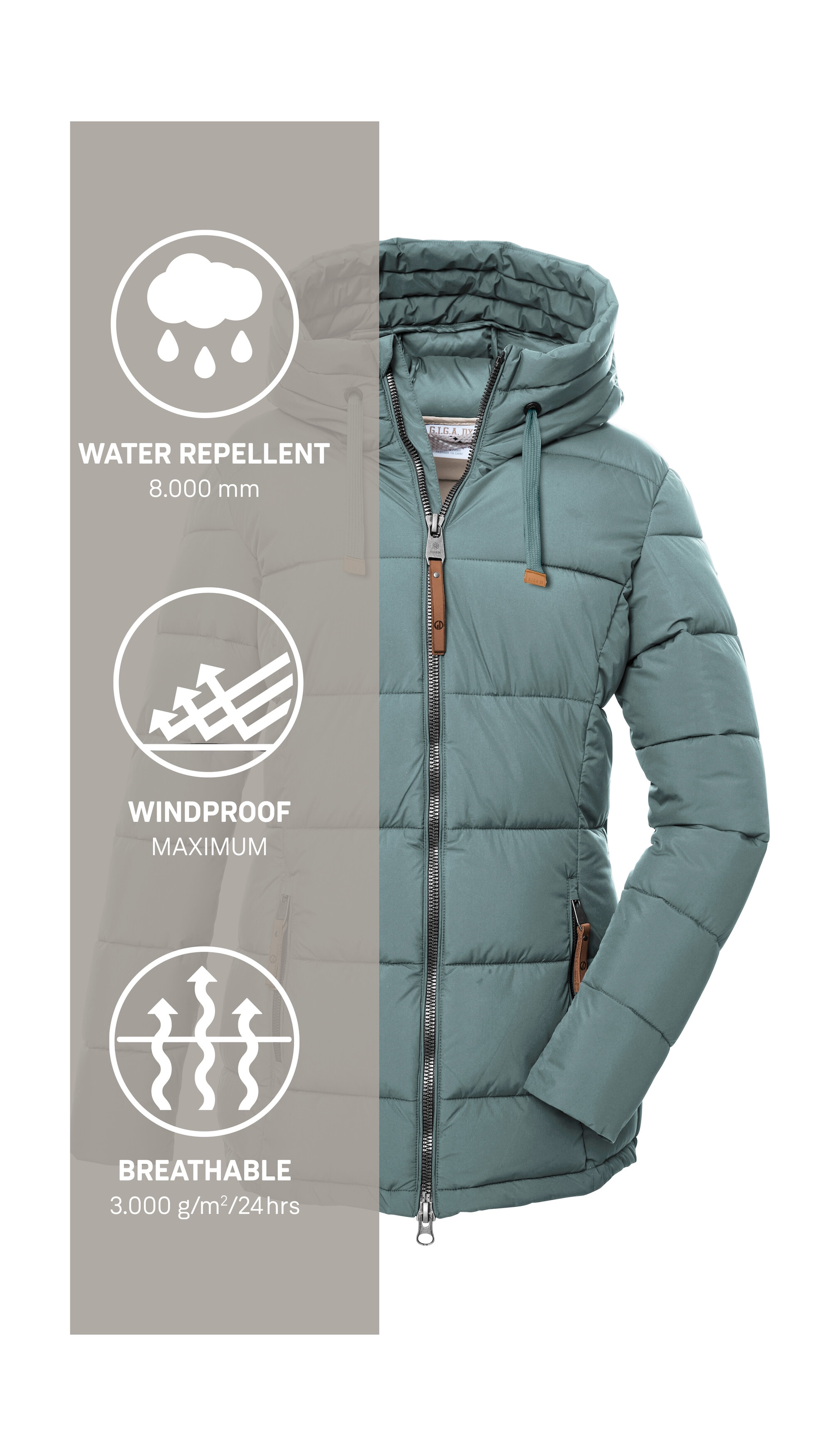 G.I.G.A. DX by killtec Veste matelassée »GW 12 WMN QLTD JCKT« Steppjacke: wasserabweisend, atmungsaktiv, hoher Kragen, Kapuze