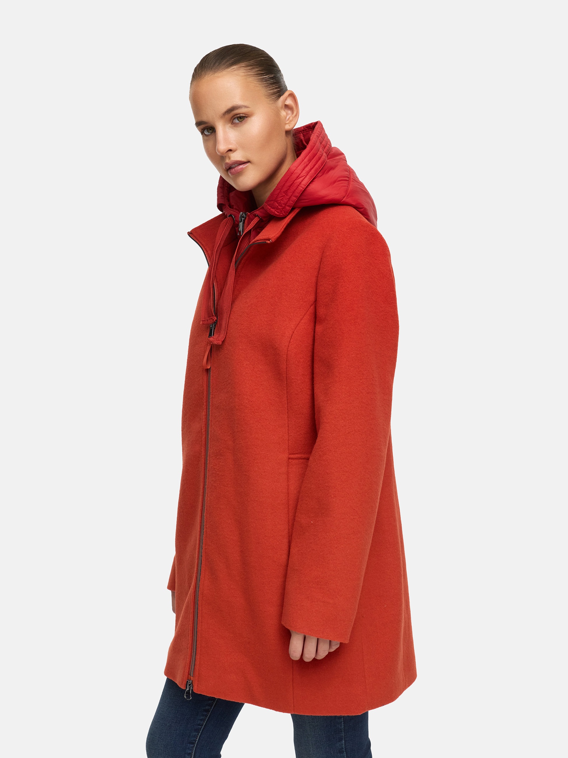 MANISA Wolljacke mit Kapuze mit herausnehmbarer Kapuze