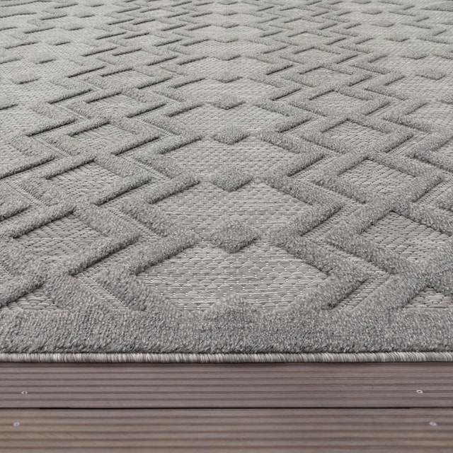 Paco Home Teppich »Livorno 671«, rechteckig, Uni-Farben, Scandi, Rauten  Muster, Hoch-Tief Effekt, Outdoor geeignet kaufen