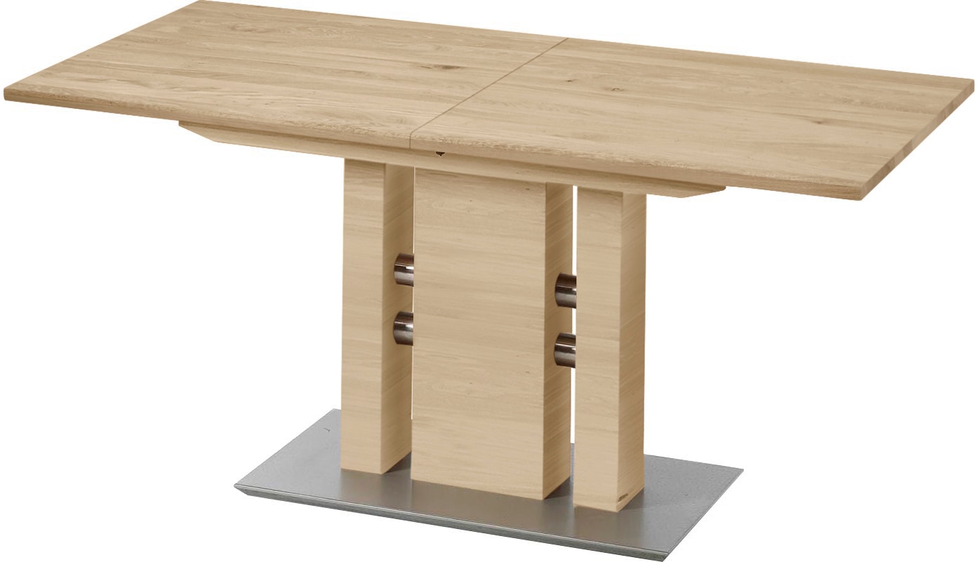 K+W Komfort & Wohnen Table de salle à manger »5030« table fonctionnelle avec rallonge synchronisée, bois massif, 2 largeurs au choix