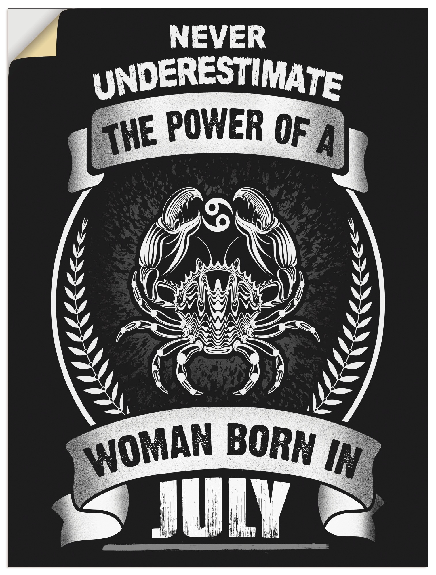 Image of Artland Wandbild »Sternzeichen Mottospruch Juli«, Sprüche & Texte, (1 St.), in vielen Grössen & Produktarten - Alubild / Outdoorbild für den Aussenbereich, Leinwandbild, Poster, Wandaufkleber / Wandtattoo auch für Badezimmer geeignet bei Ackermann Versand