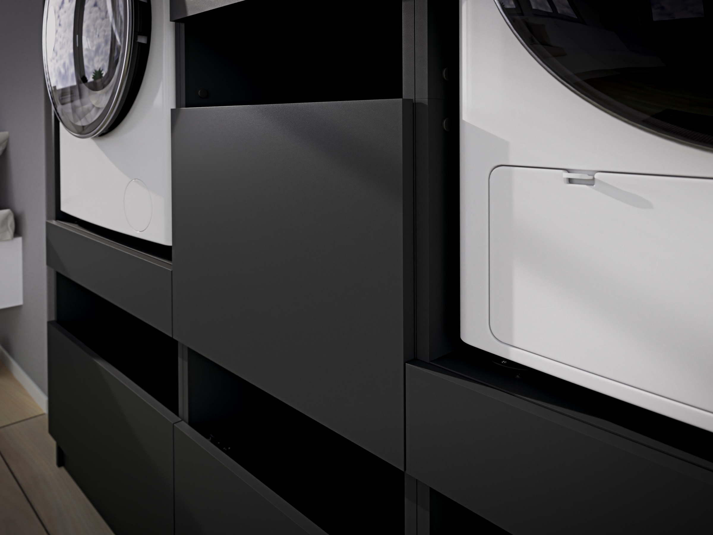 BASIC by Balculina Armoire à linge »Washhome B/T/H 50x200x68 cm« 1 cuis tlg. Largeur 50cm, pieds métalliques réglables en hauteur
