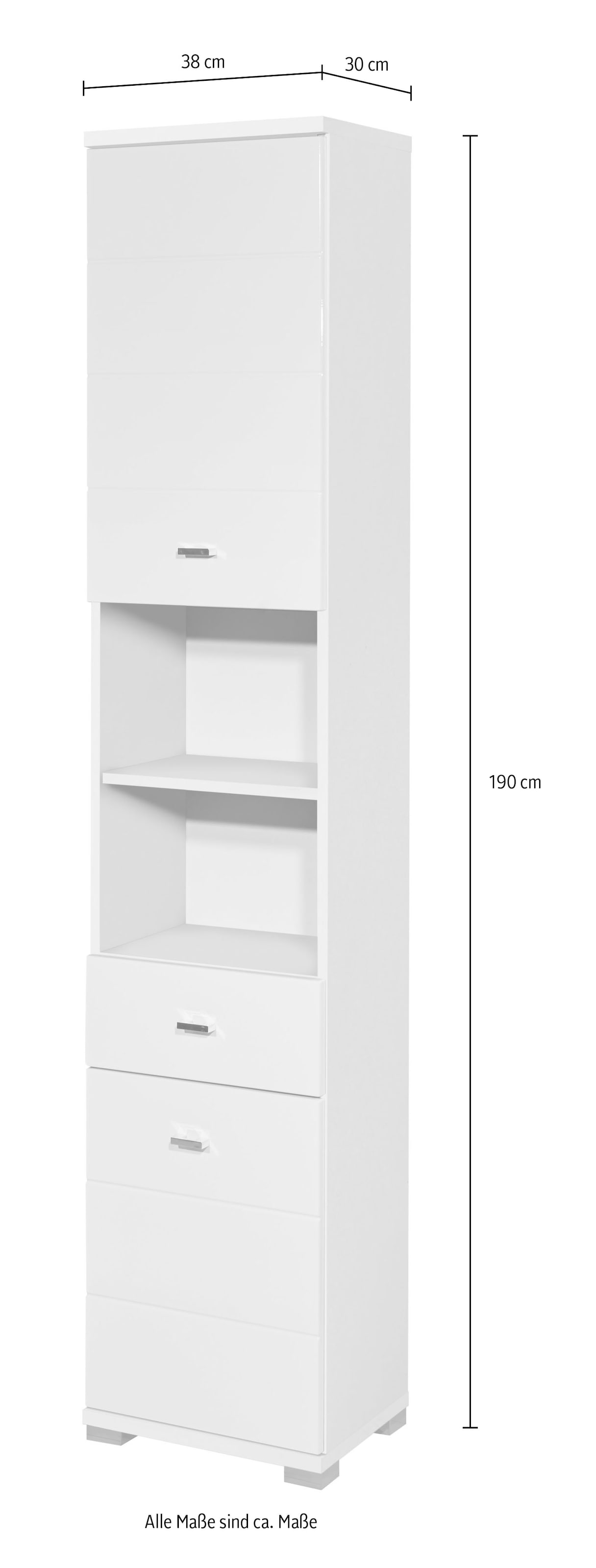 BASIC by Balculina Armoire haute »Pool, Badezimmerschrank BxHxT 38x190x30« 1 cuis tlg. largeur 38cm, porte montable à gauche/droite