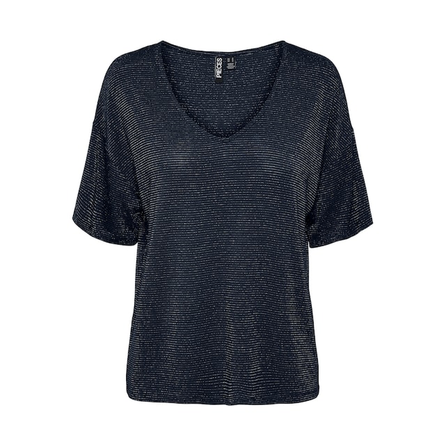 ♕ pieces V-Shirt »PCBILLO OVERSIZED TEE LUREX STRIPES NOOS«  versandkostenfrei bestellen
