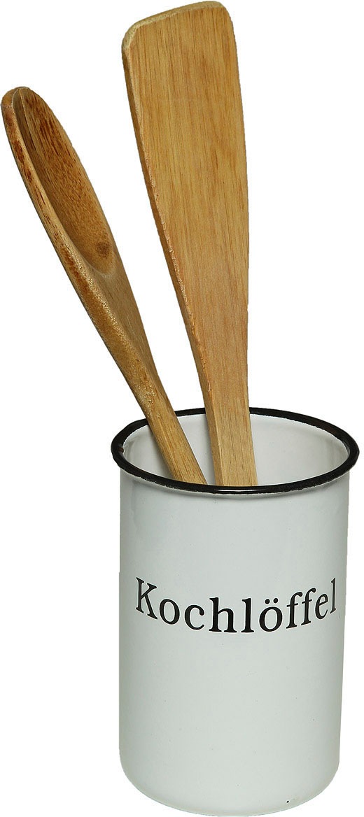 Image of Ambiente Haus Dose "Kochlöffeltopf aus Emaille in Antikweiss"